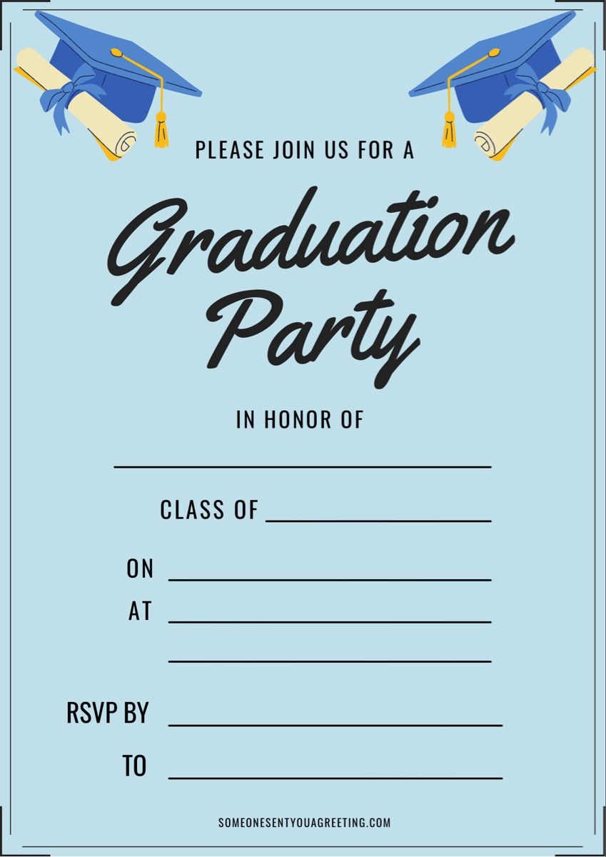Printable Blank Graduation Invitation Template