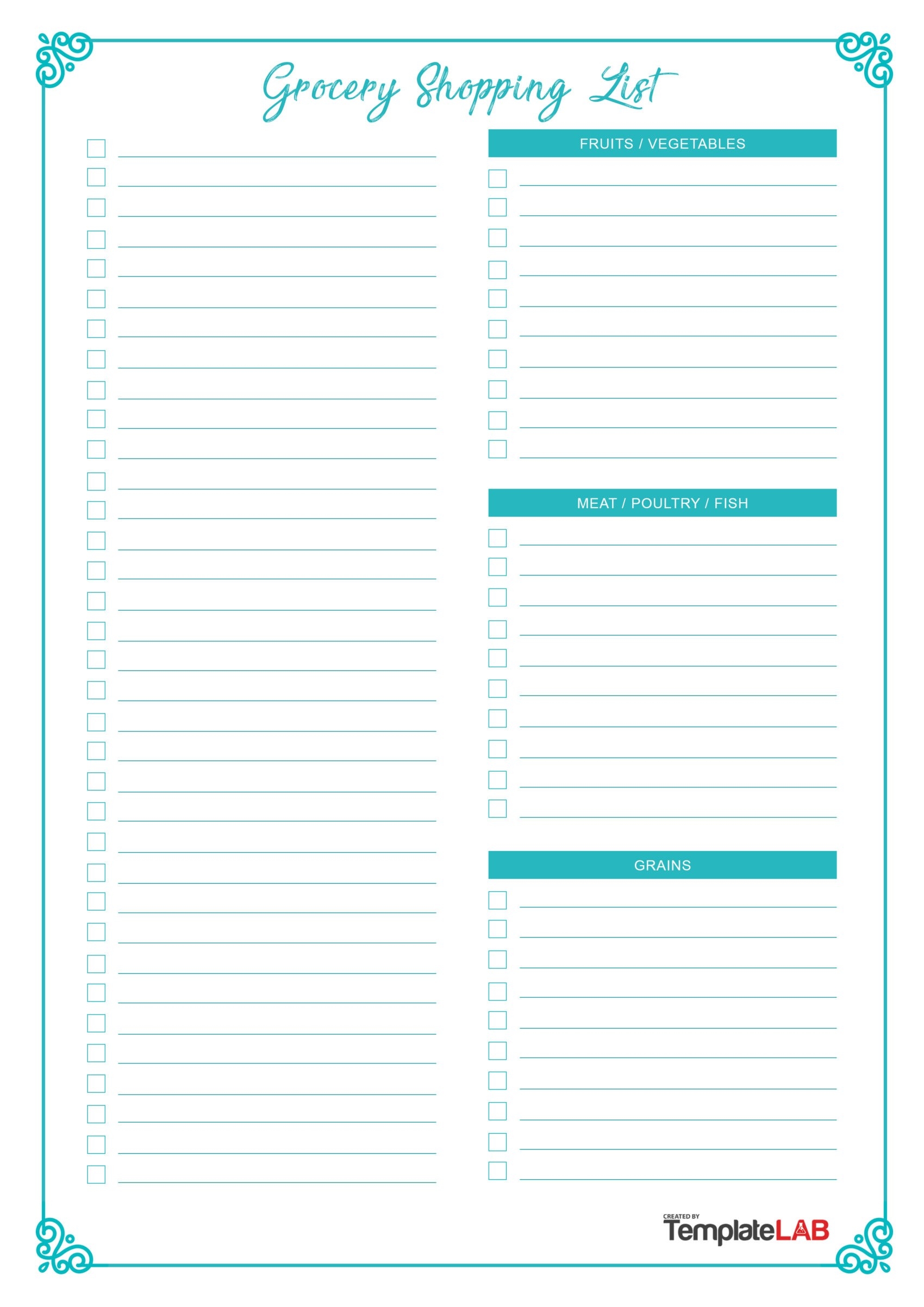 Printable Blank Shopping List Template