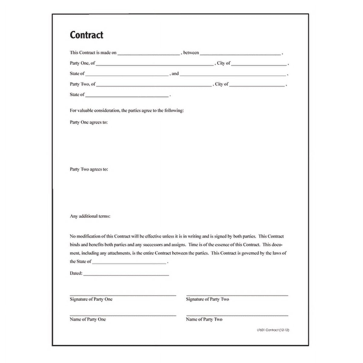 Printable Blank Contract Template