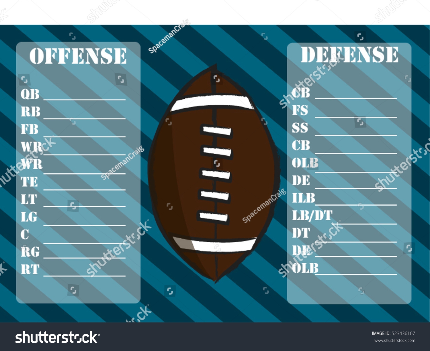 American Football Roster Depth Chart Suitable Stock Vector Royalty Free 523436107 Shutterstock