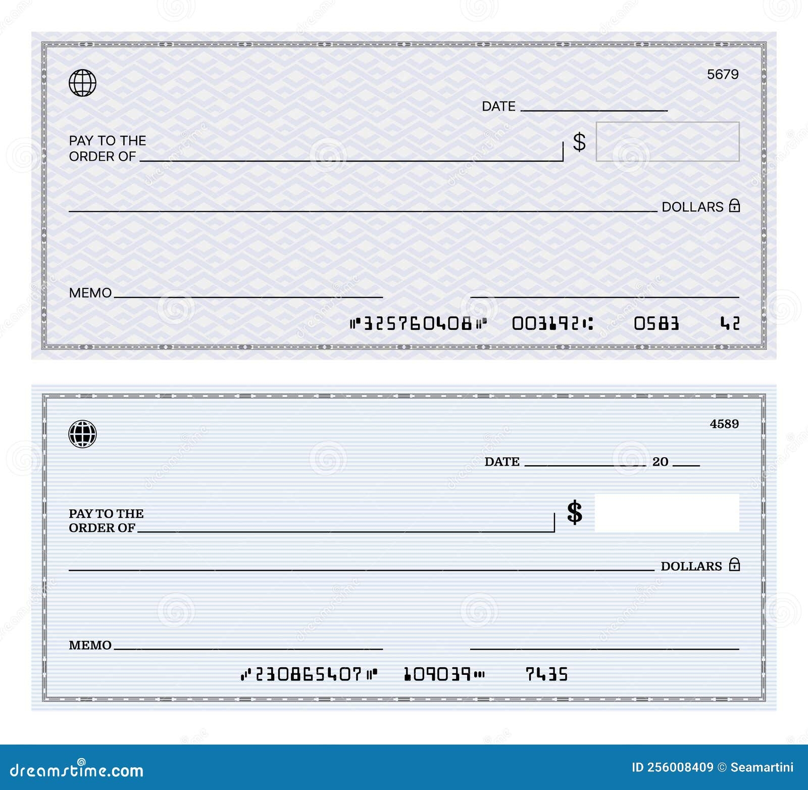 Blank Bank Check Checkbook Pay Cheque Template Stock Vector Illustration Of Currency Payout 256008409