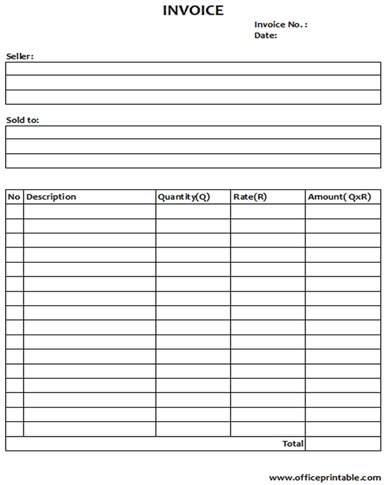 Blank Invoice Www officeprintable