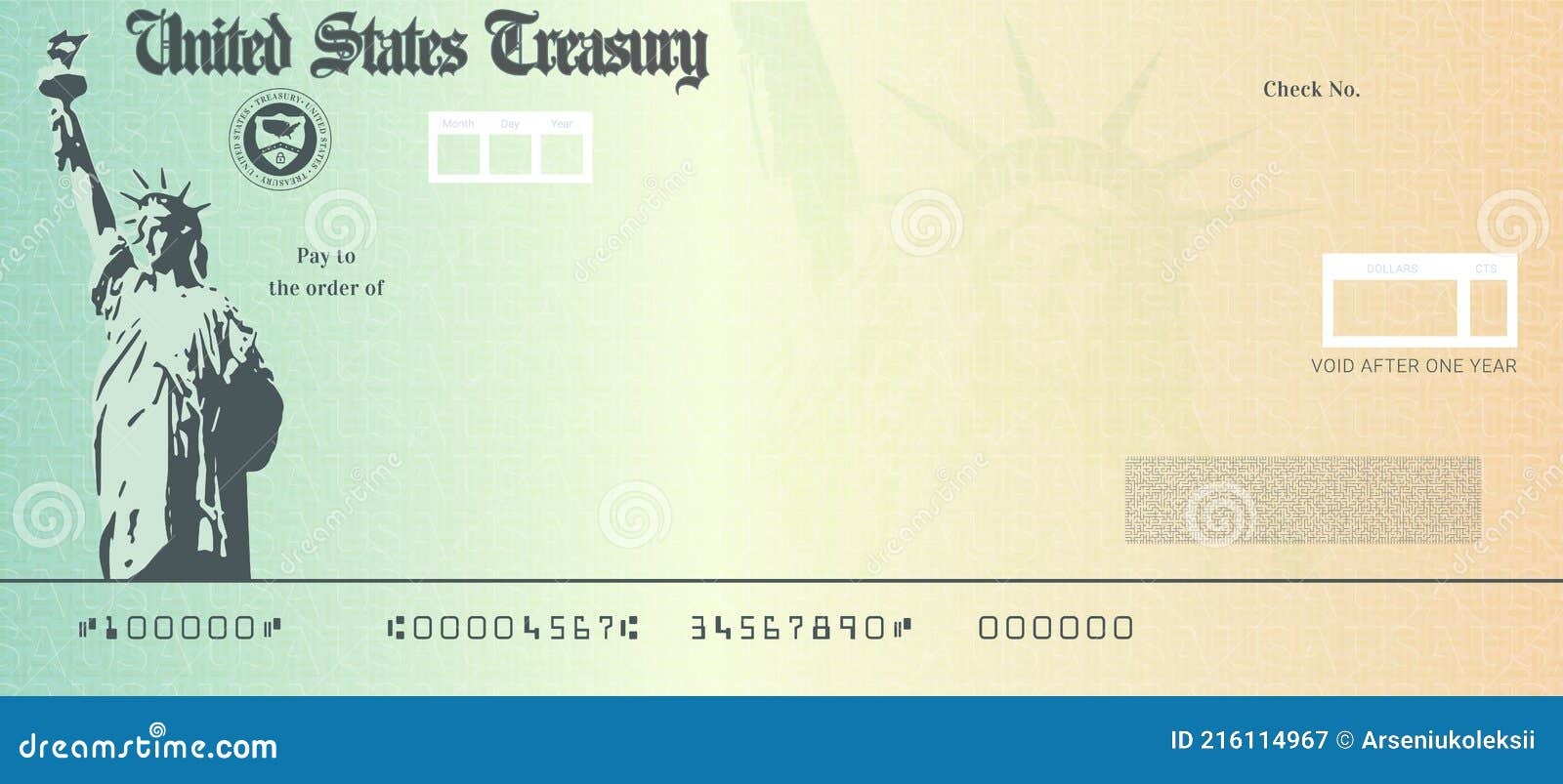 Blank Stimulus Check Template Stock Vector Illustration Of Grant Cash 216114967