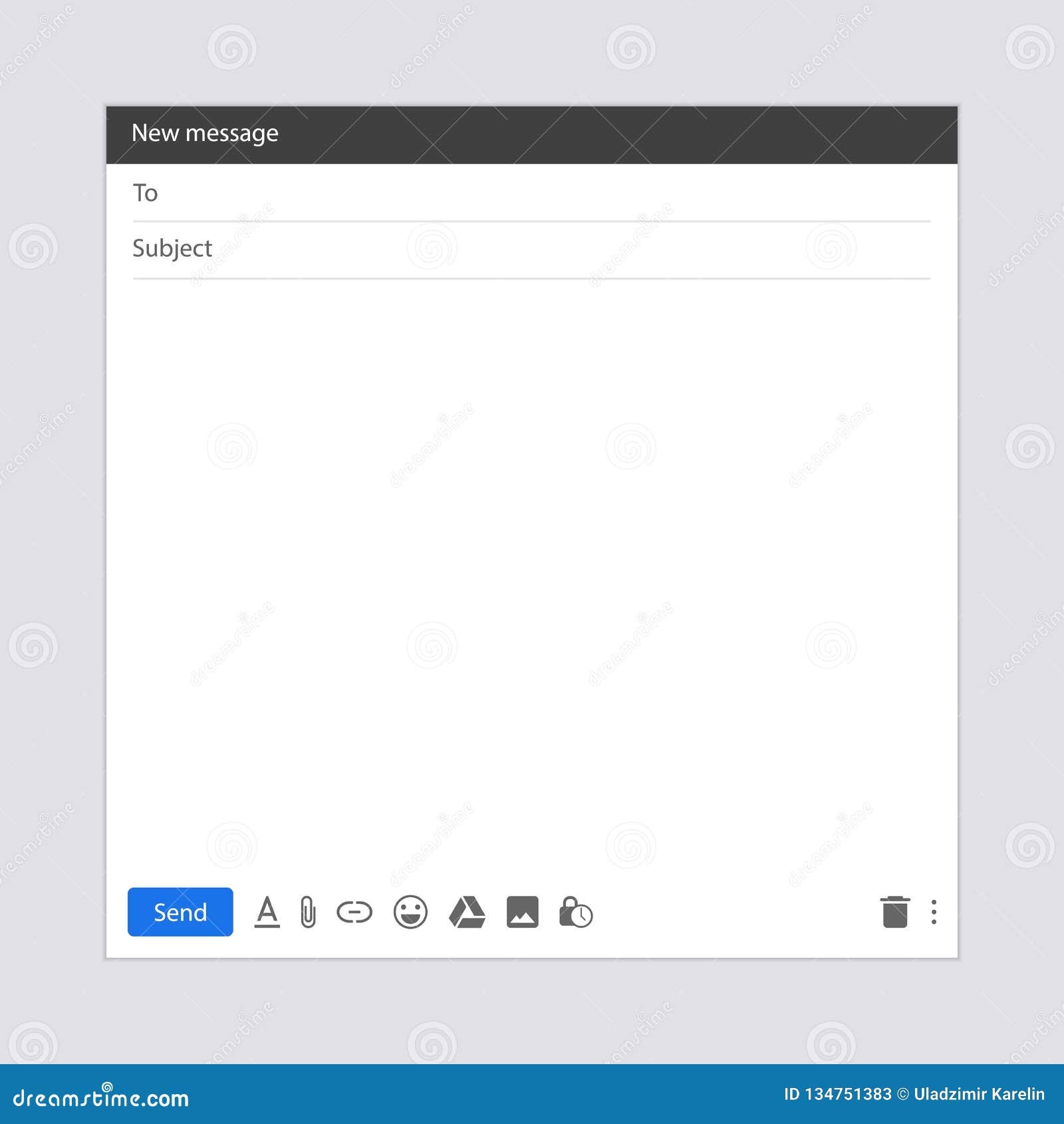 E mail Blank Interface Email Template Blank Mail For Message Stock Vector Illustration Of Empty Online 134751383