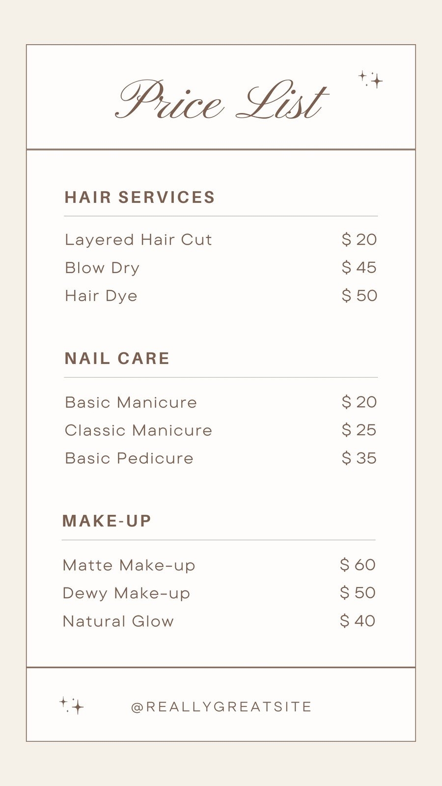 Printable Blank Price List Template