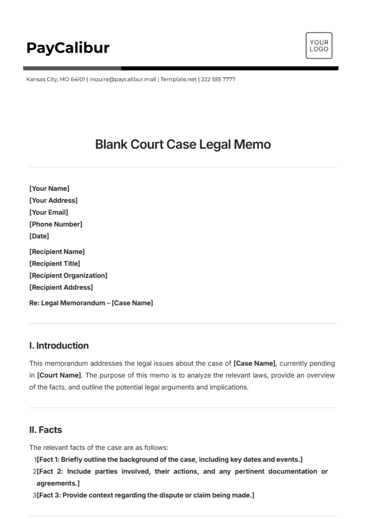 Blank Printable Court Motion Template