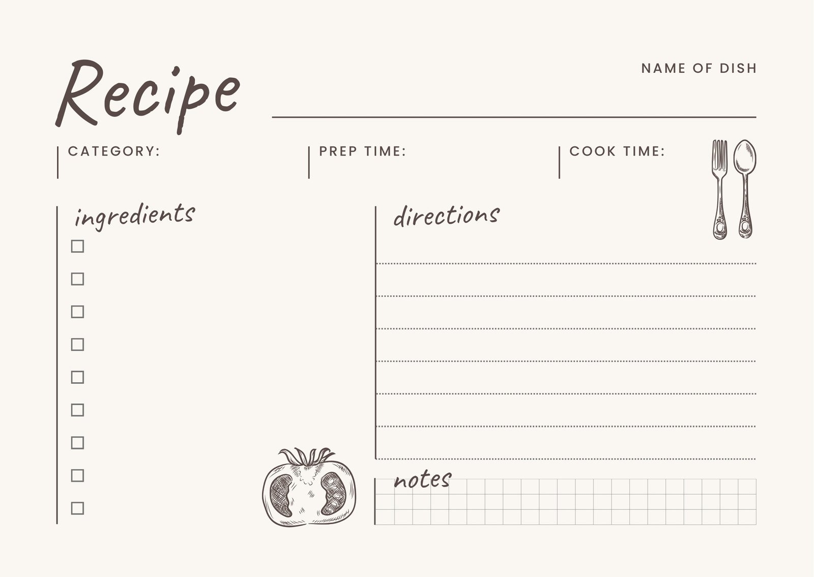 Printable Blank Recipe Template