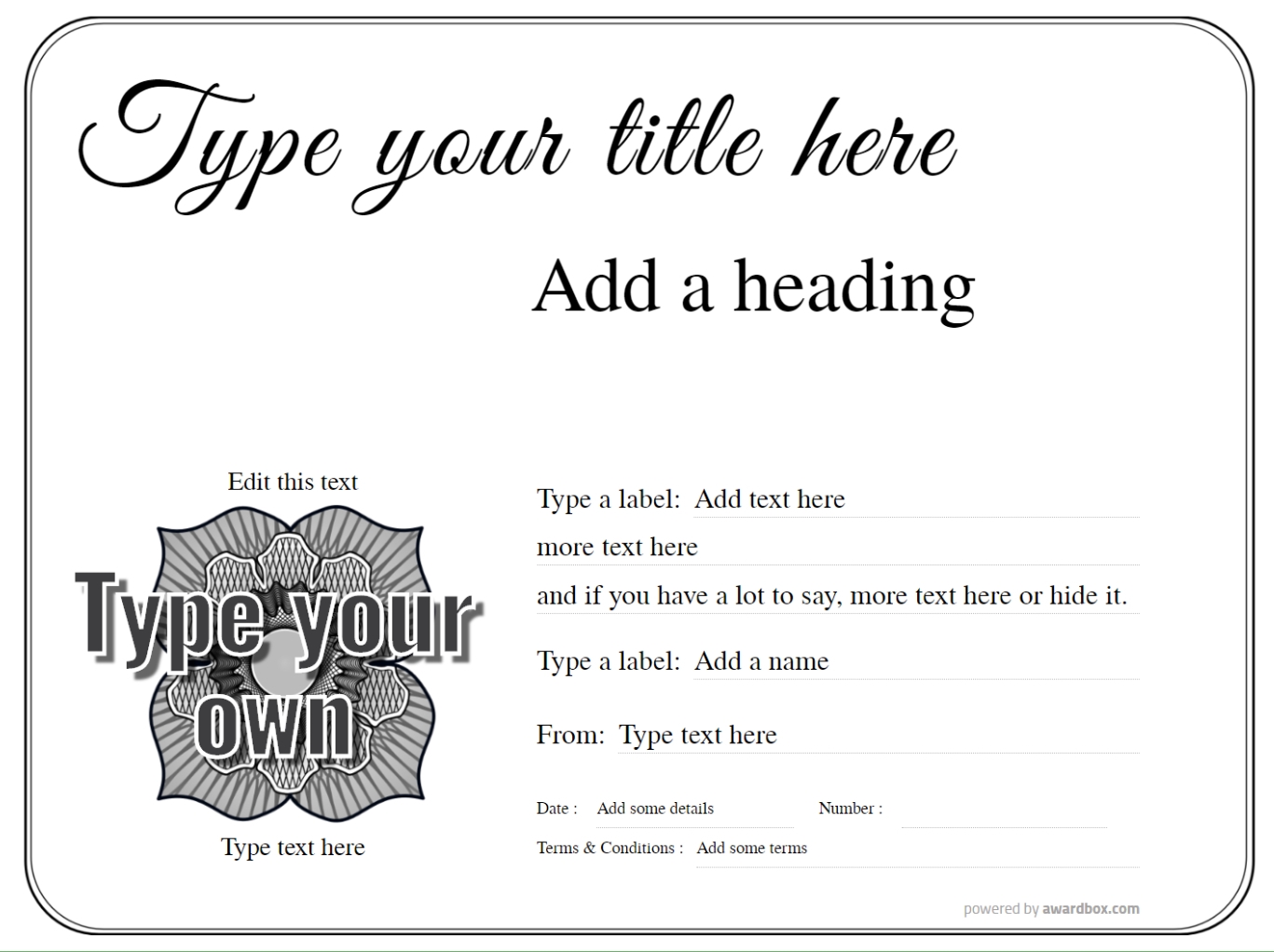 Blank Gift Certificate Template Free Printable