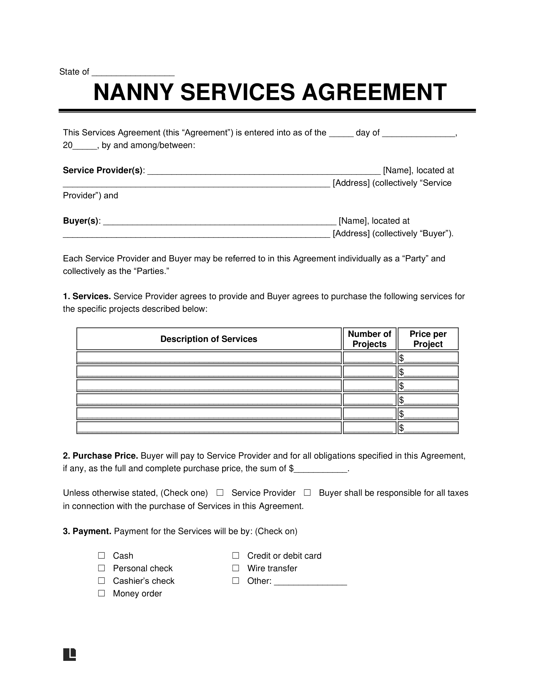 Free Nanny Contract Template PDF Word