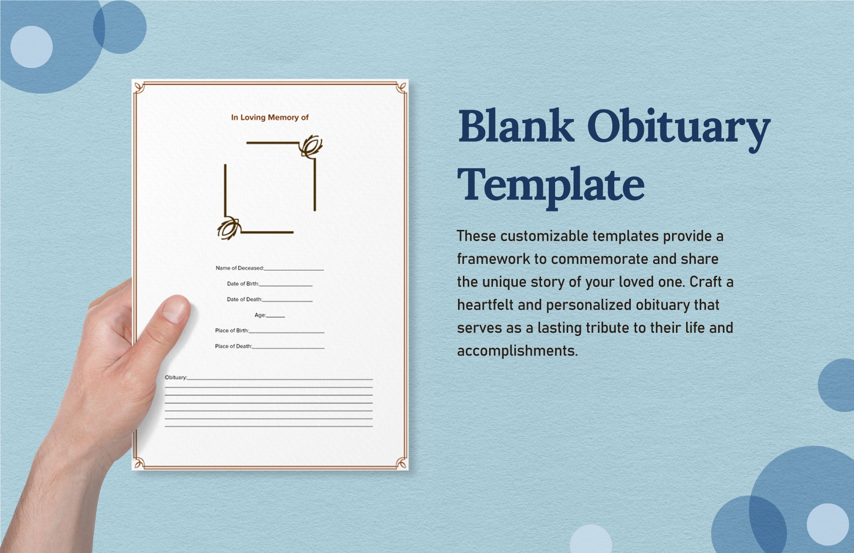 Free Obituary Templates Editable And Printable