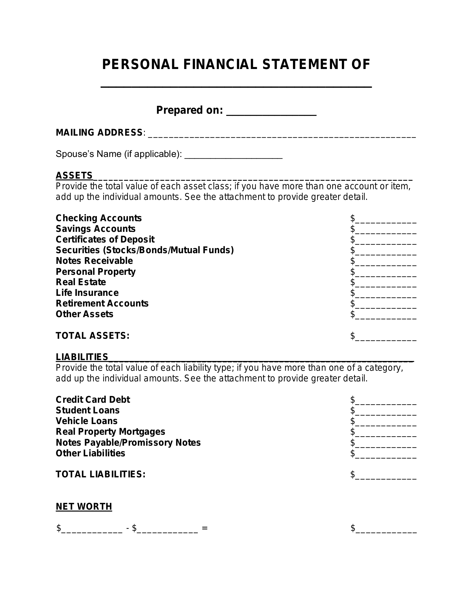 Printable Blank Income Statement Template