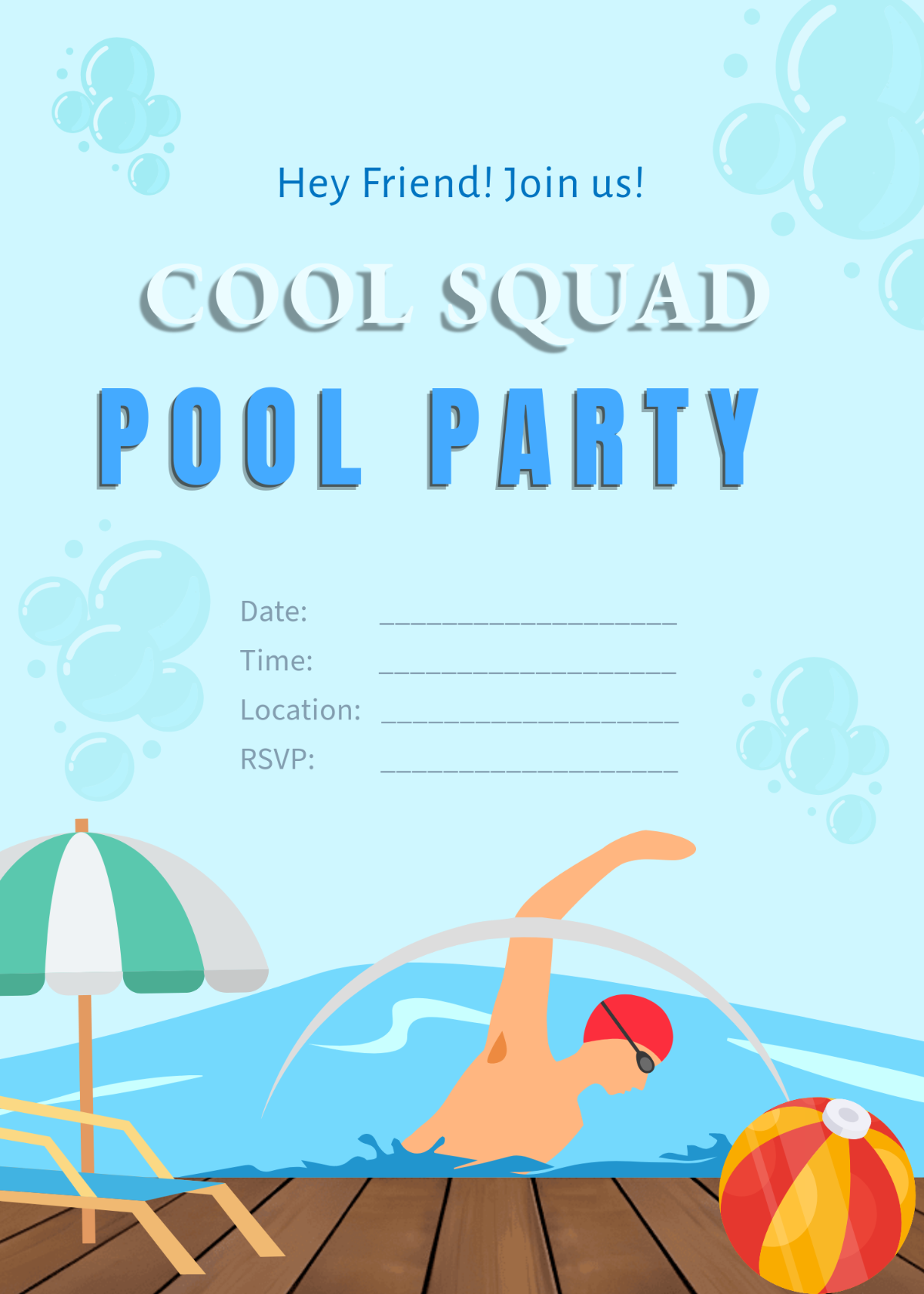 Free Pool Party Invitation Templates Editable And Printable