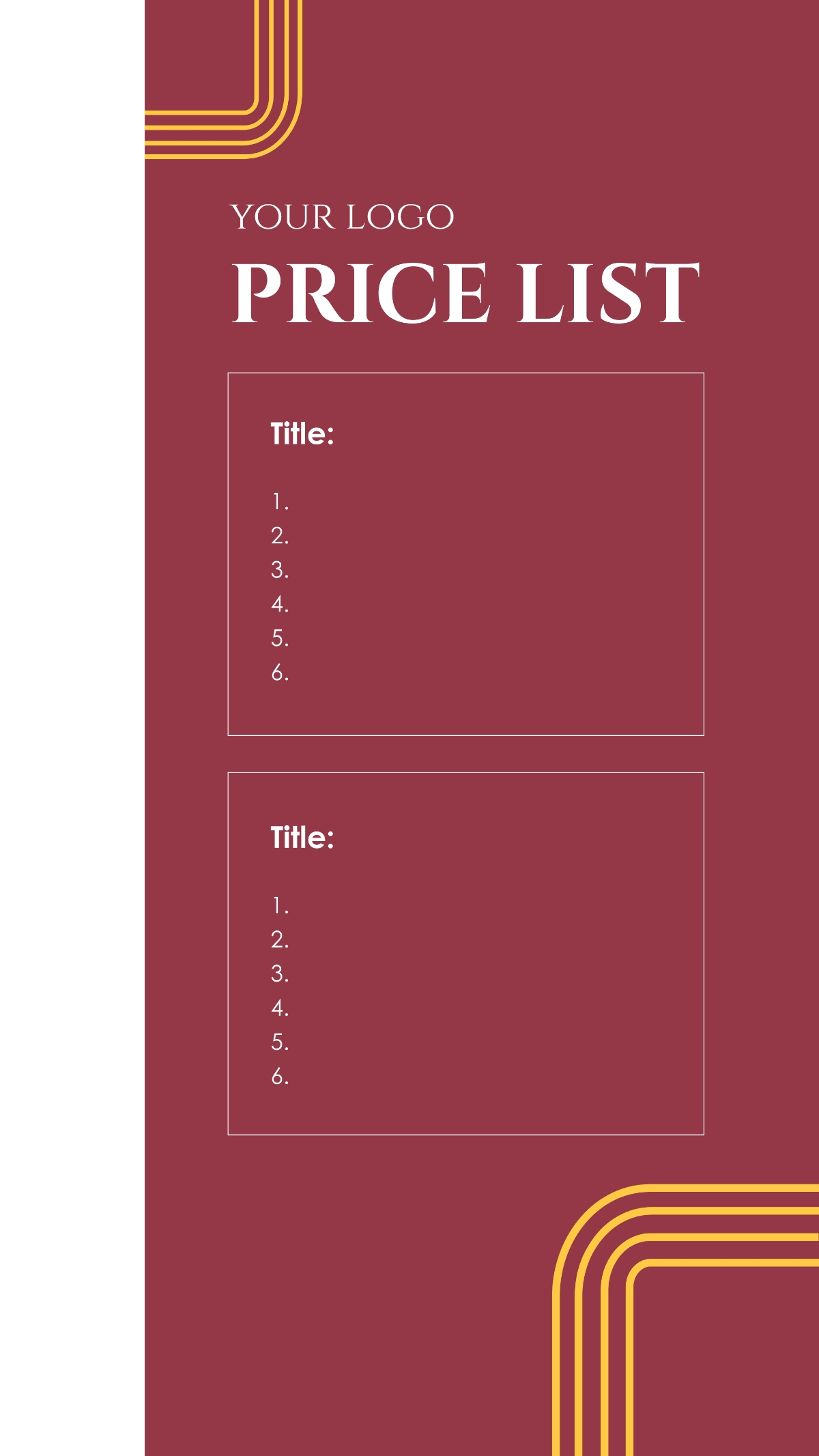 Free Price List Templates To Edit Online Print