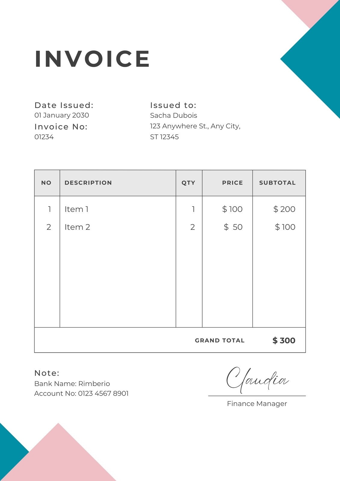 Free Printable Invoices Templates Blank