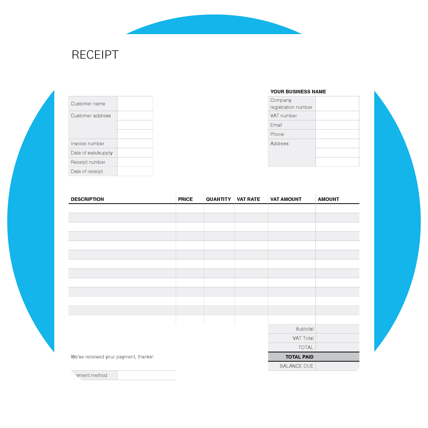 Printable Blank Receipt Template