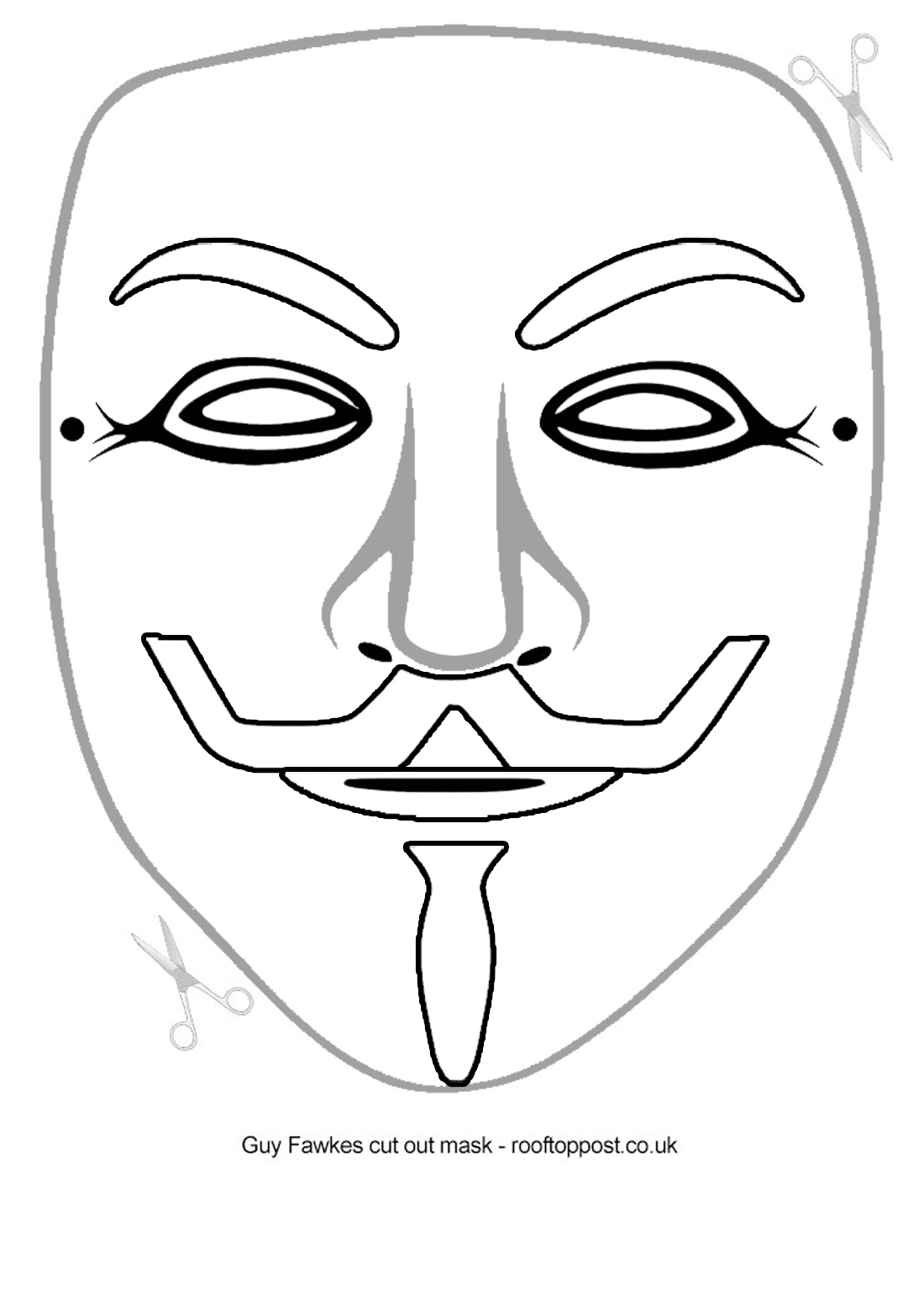 Guy fawkes cut out mask blank template Rooftop Post Printables