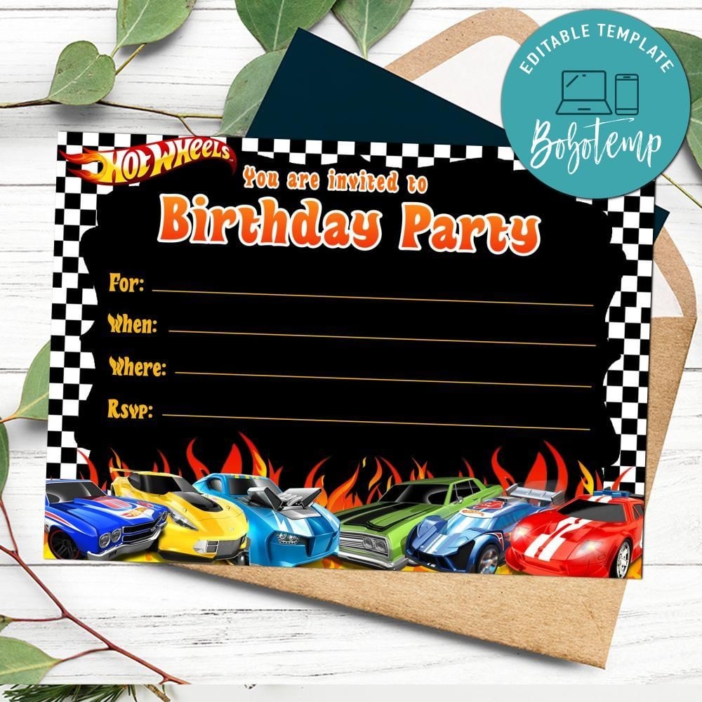 Free Printable Hot Wheels Invitation Blank Template