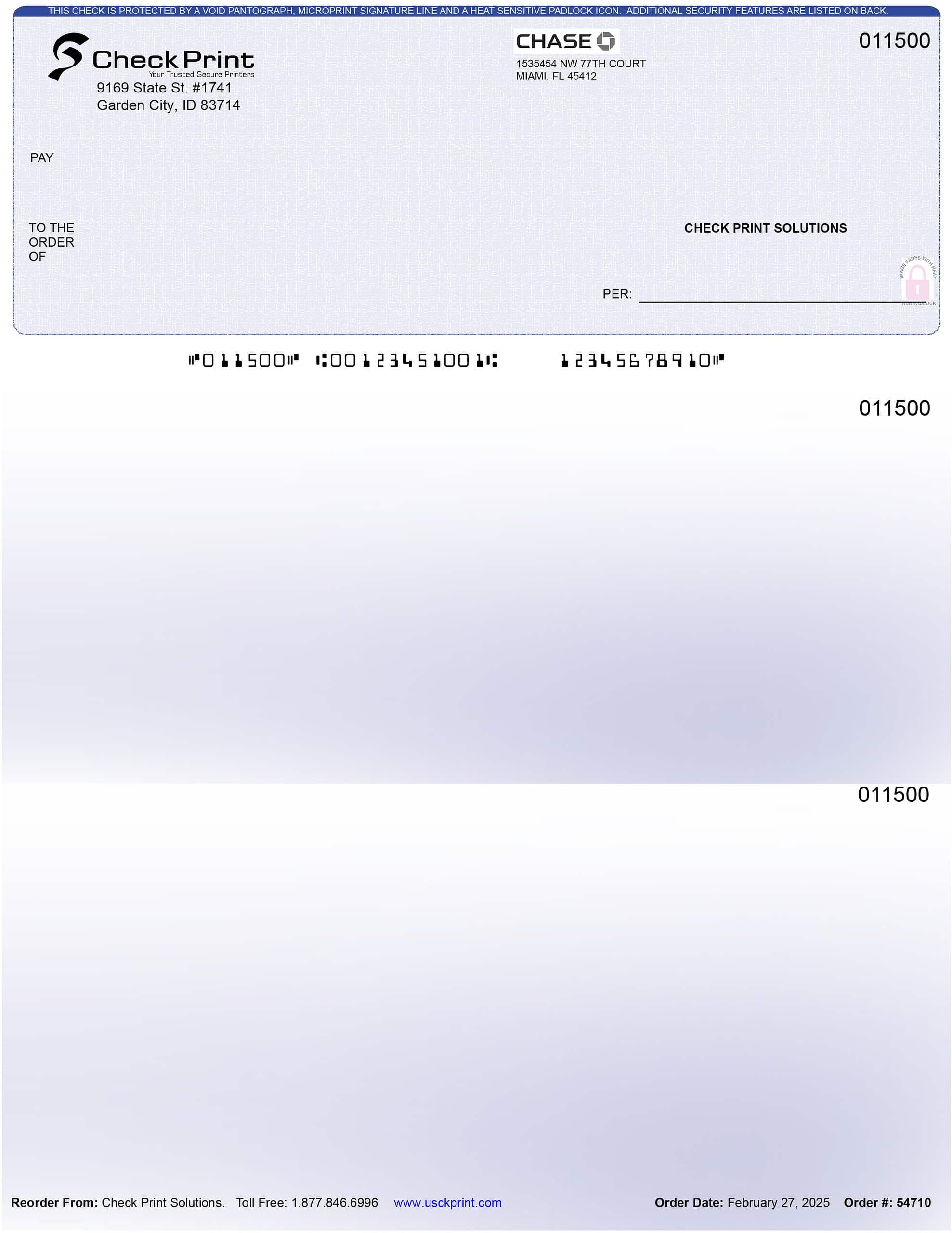 Printable Blank Business Check Template