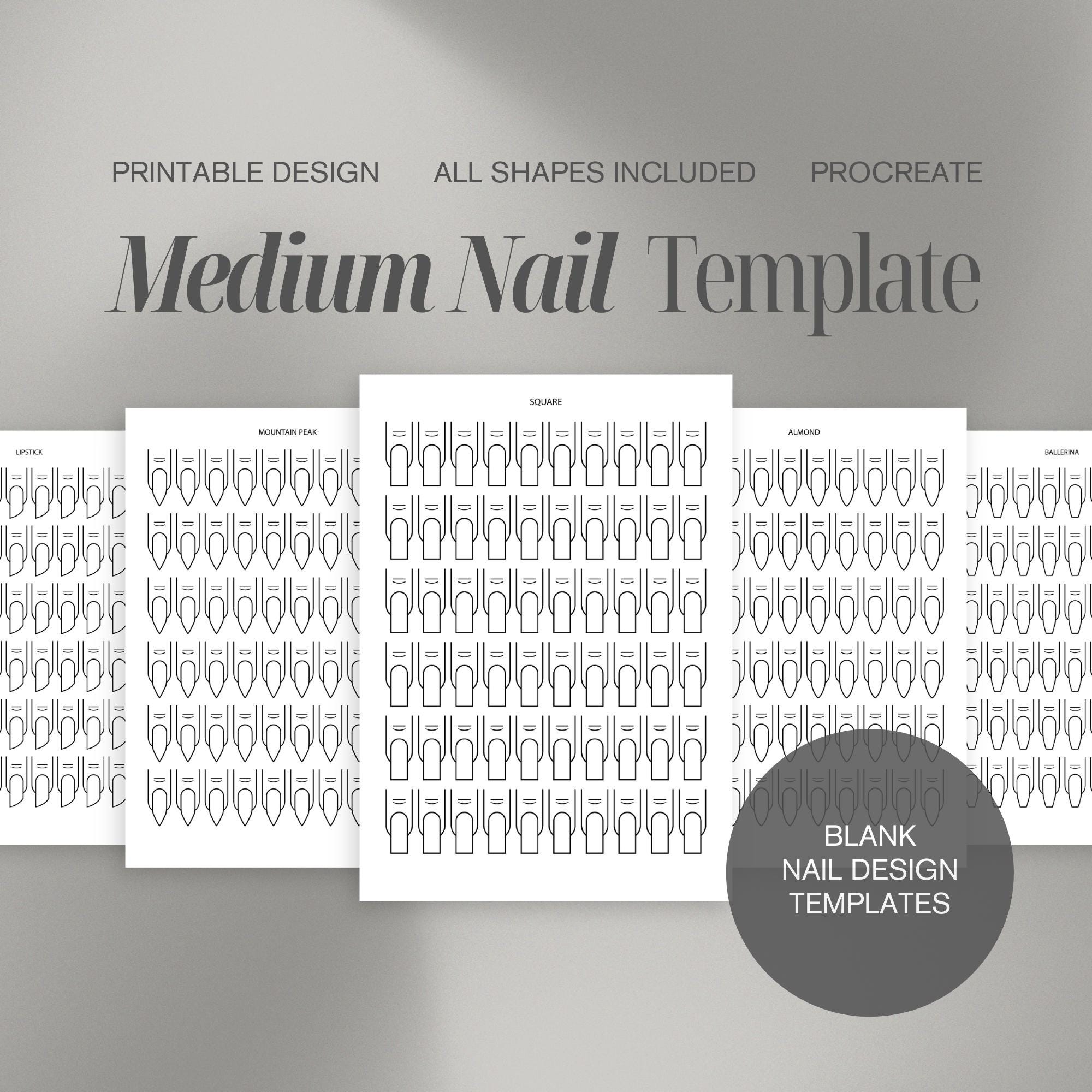 Medium Nail Design Template Blank Nail Tech Planner Nail Art Practice Sheet Printable Nail Art Guide Press On Nail Guide Nail Tech Gift Etsy
