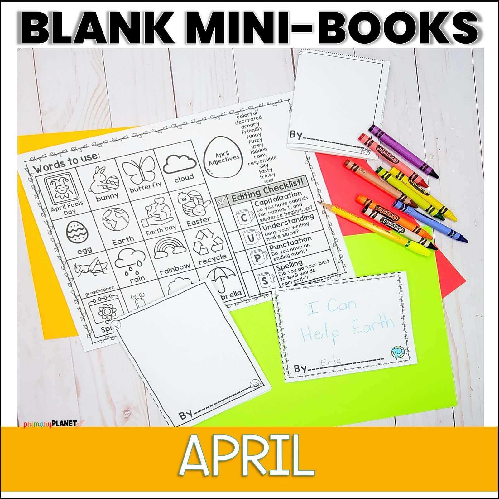 One Page Printable Mini Book Templates April Themed Editable Primary Planet