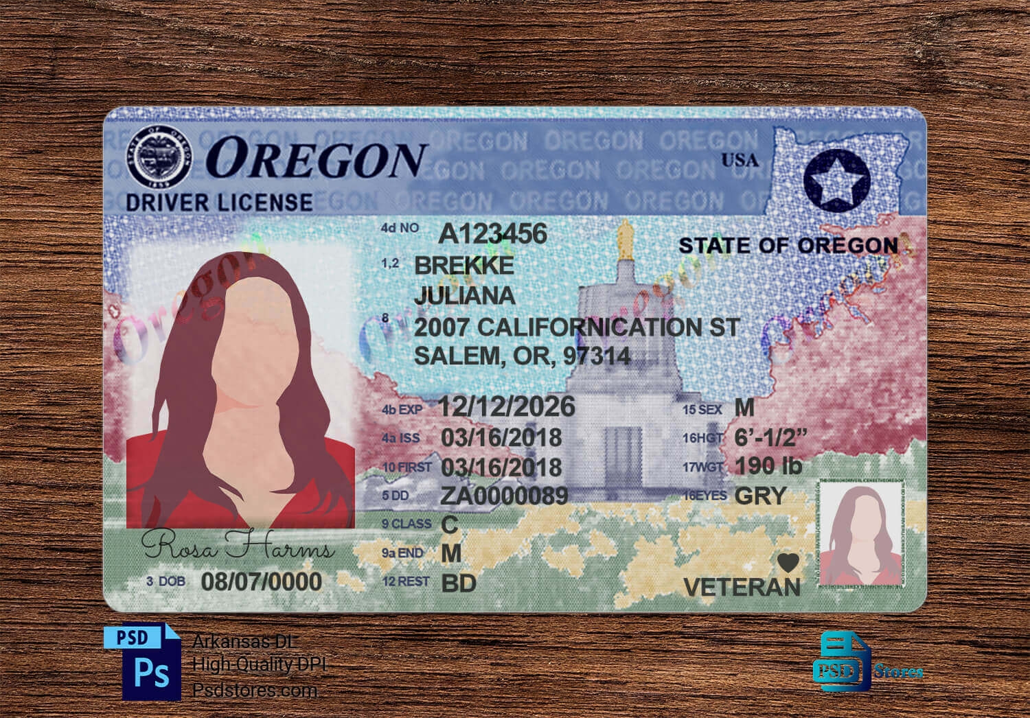 Oregon Driver License Template PSD Stores