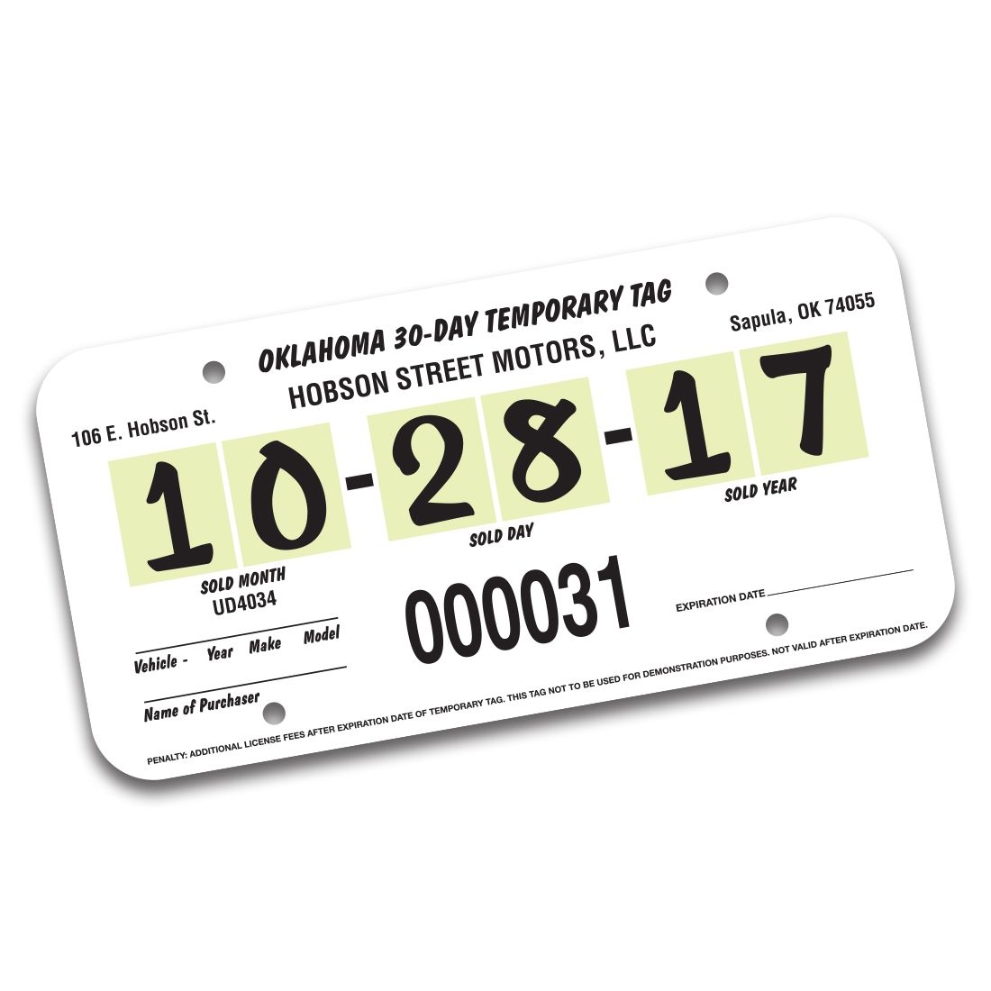 Polyboard Auto Plate Inserts Temp Tag