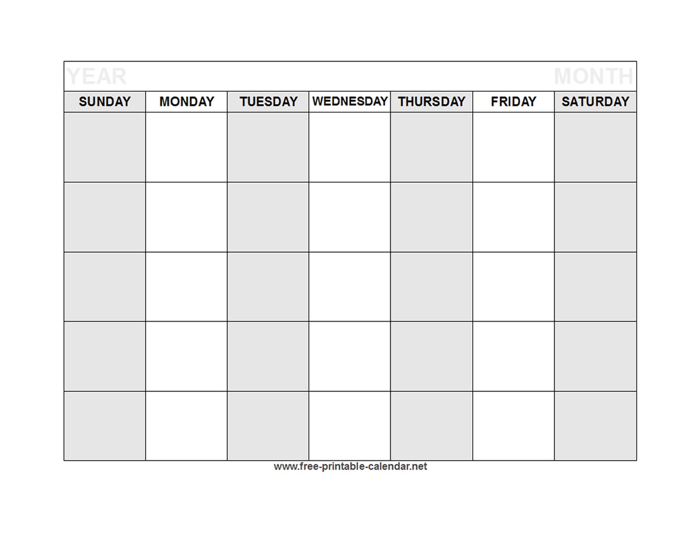 Printable Blank Calendar Templates