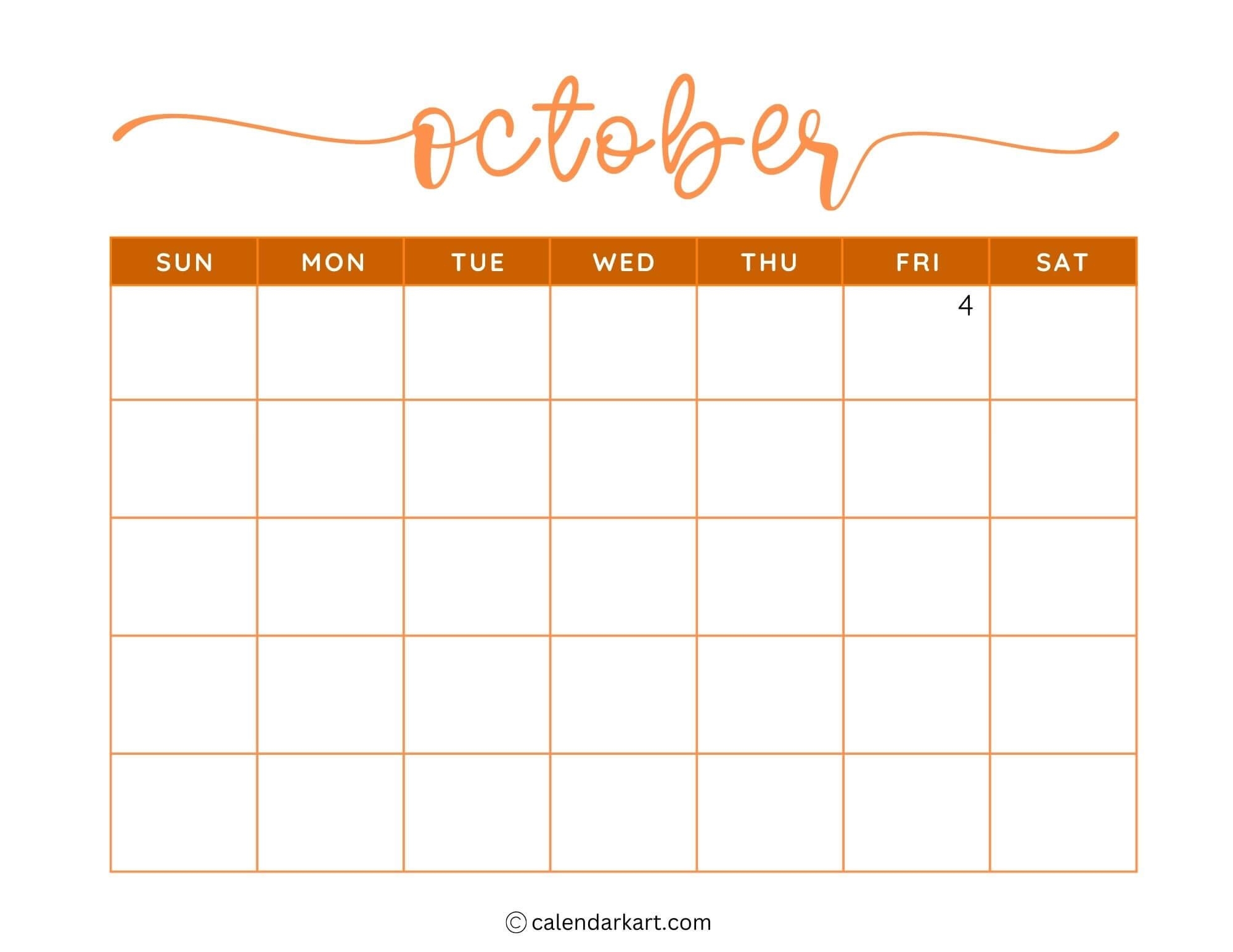 Printable Monthly Blank Calendar Template
