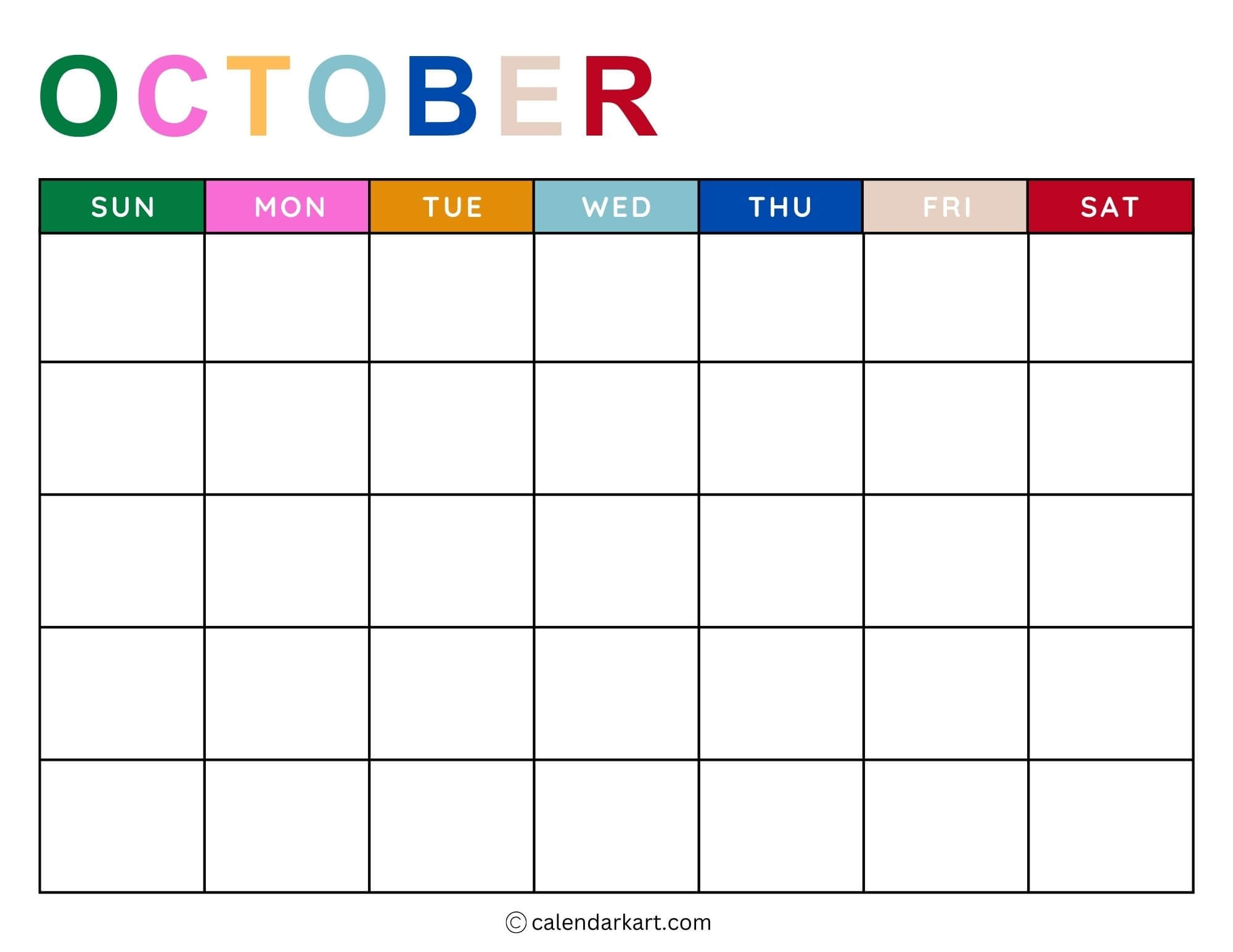 Free Blank Calendar Template Printable