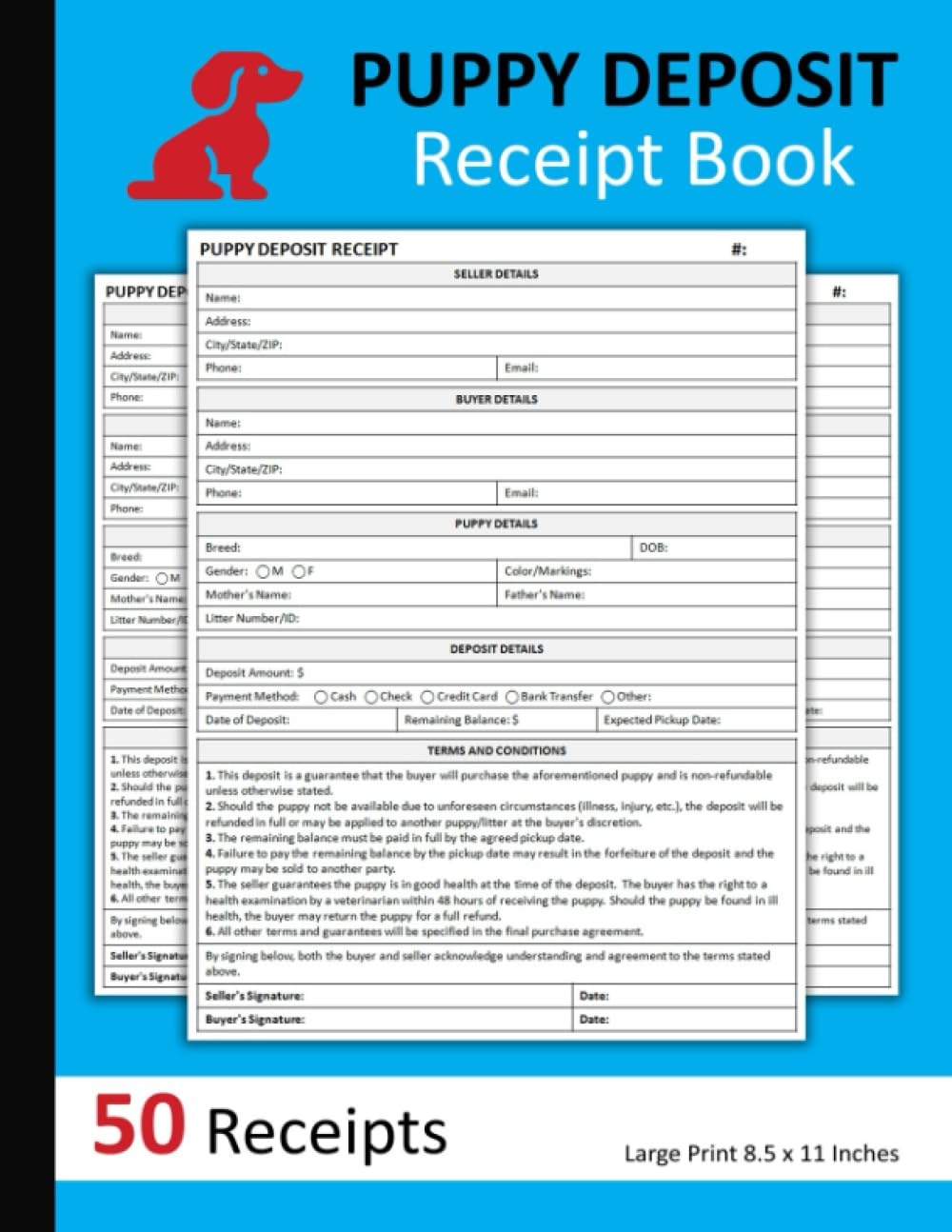 Puppy Deposit Receipt Book Puppy Deposit Contract Puppy Sale Deposit Form For Dog Breeders 50 Receipts Publishing Lkhni Ta Amazon de Books