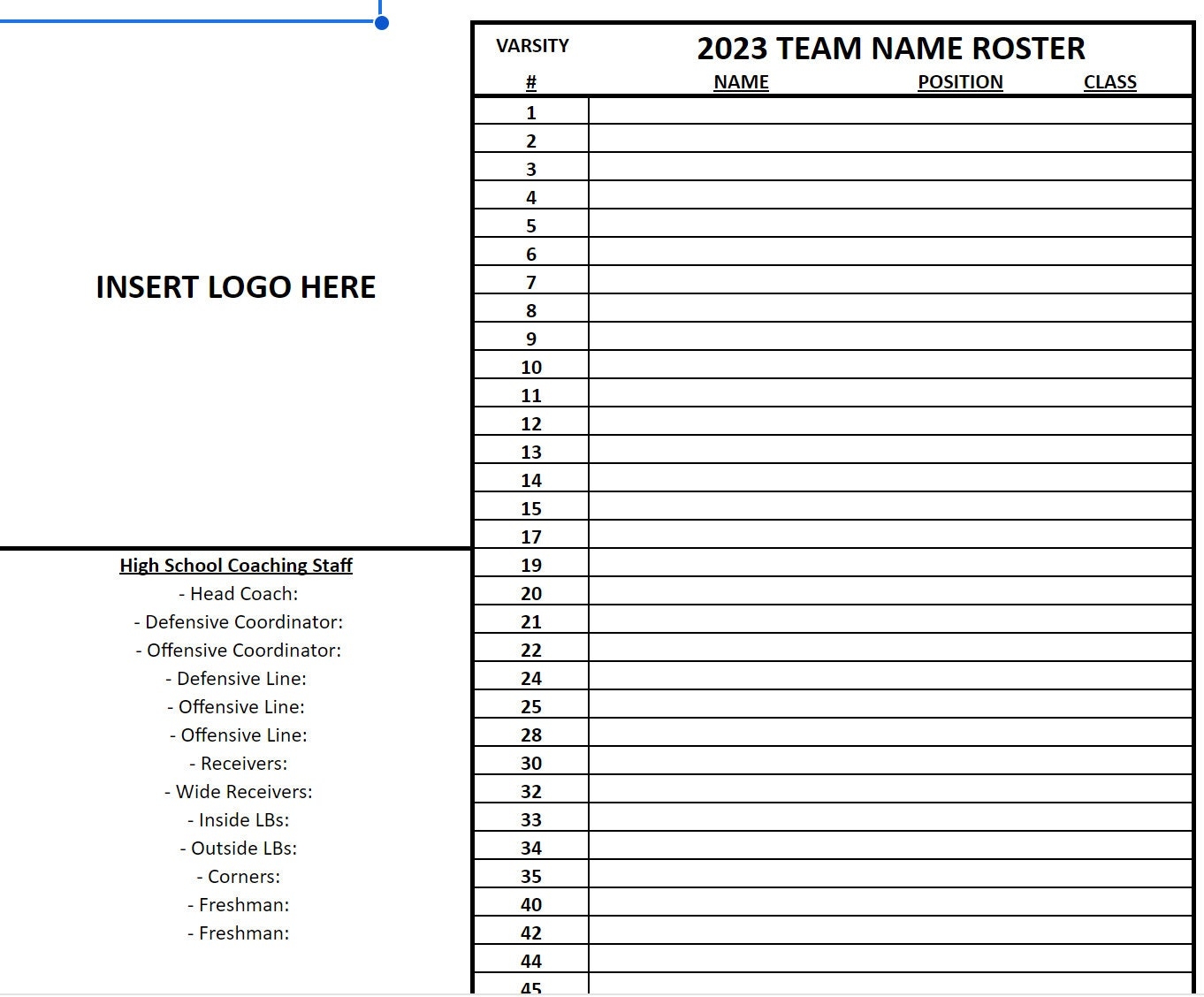 Roster Template Bundle Etsy