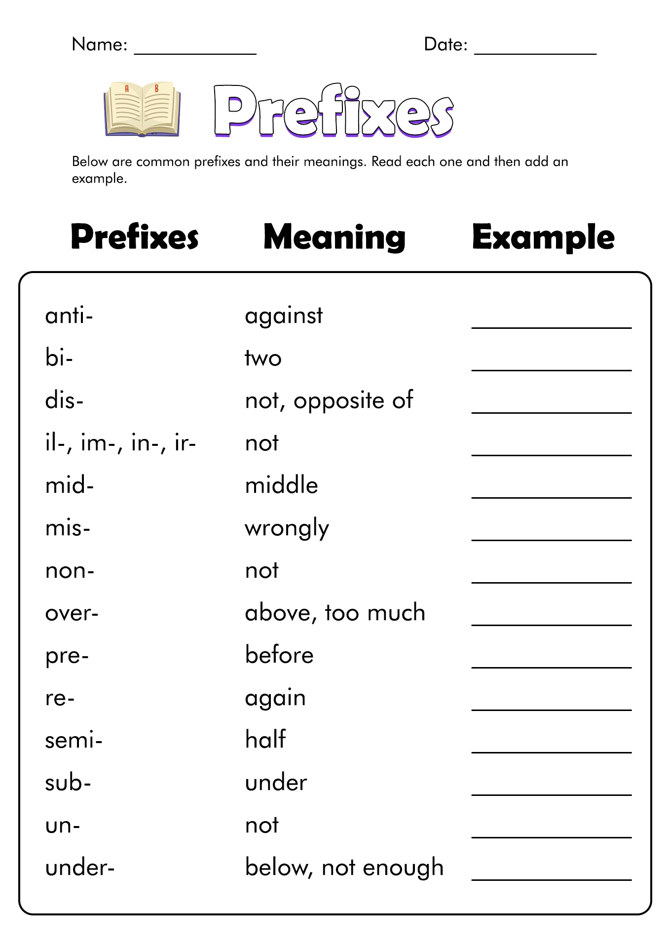 19 Free Printable Prefix Worksheets 4th Grade Free PDF At Worksheeto