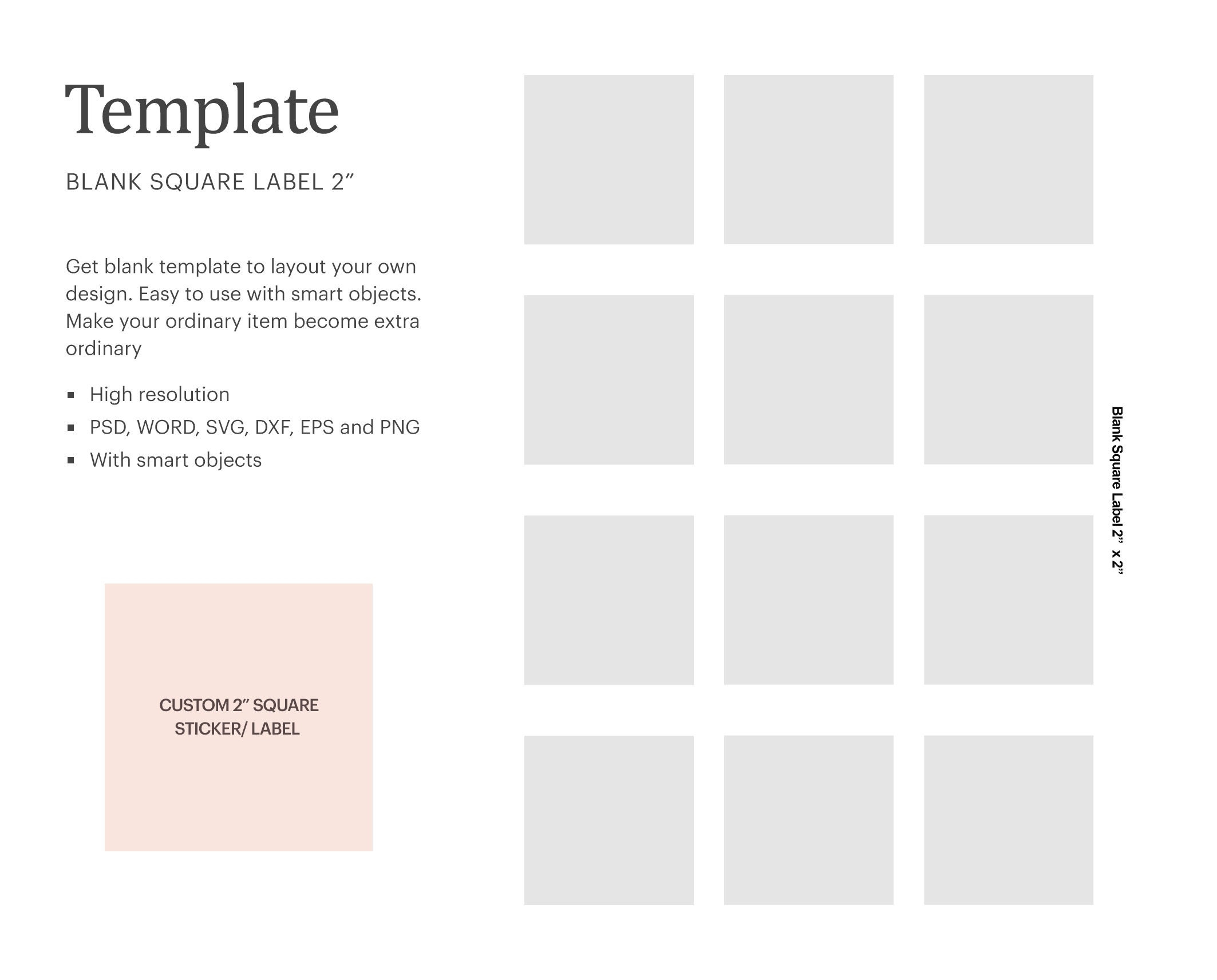 2 X 2 Blank Square Label Template Multipurpose Blank Square Label Cricut Silhouette Silhouette Studio Paper Size Letter Etsy