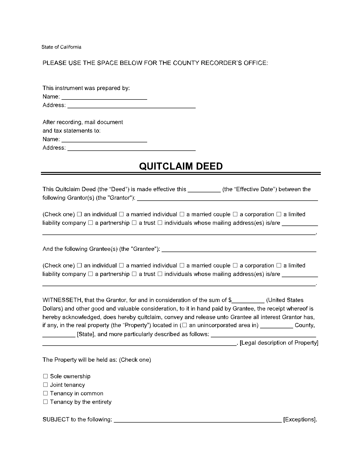 20 Free Deed Forms Quit Claim Warranty Deeds CocoSign