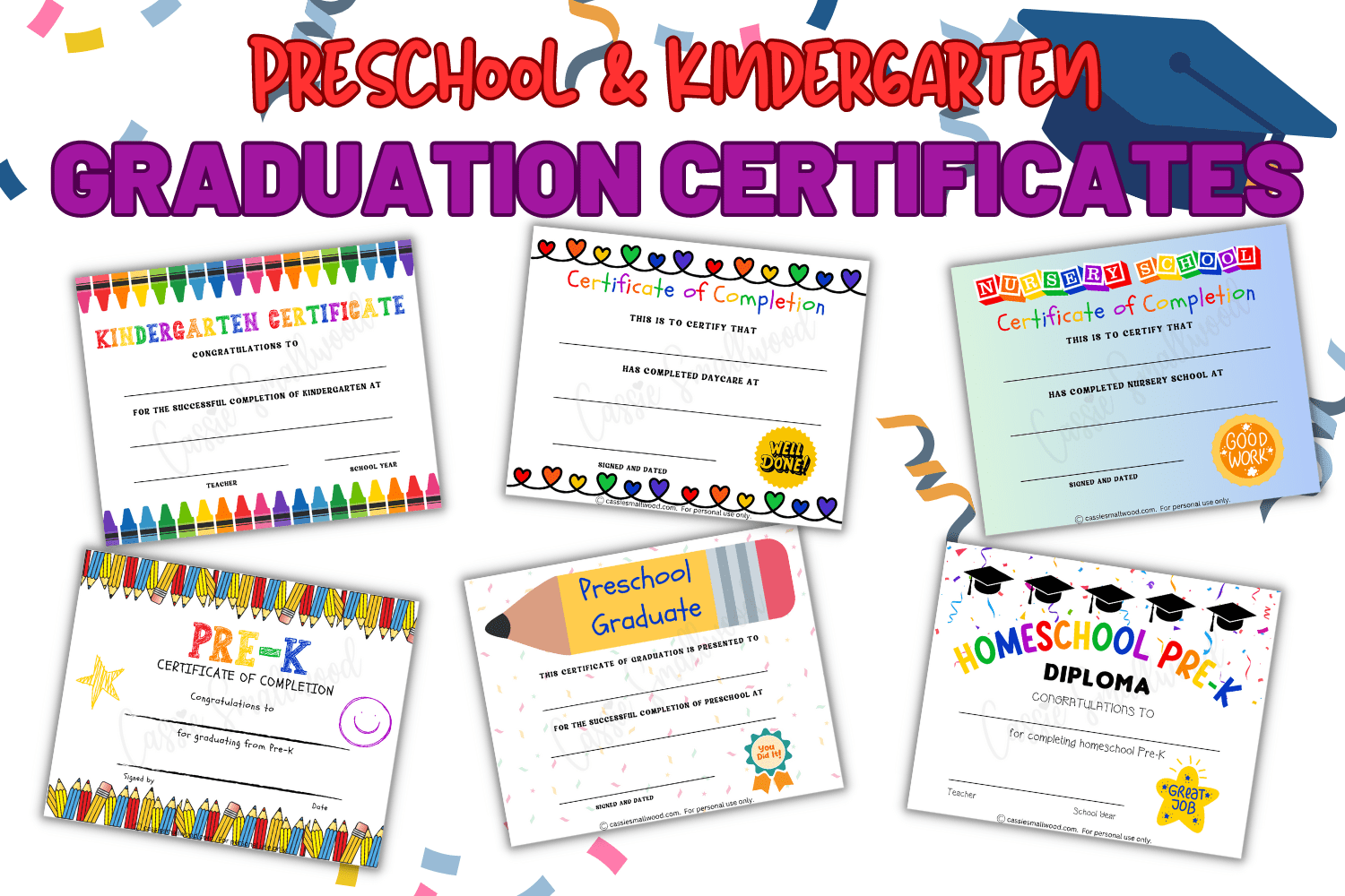 20 Preschool And Kindergarten Graduation Certificates FREE PRINTABLE Cassie Smallwood