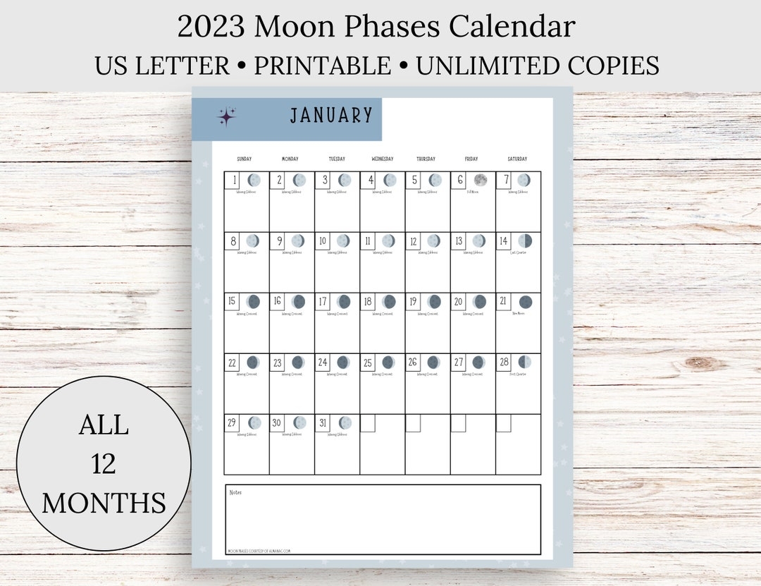 Printable Blank Moon Phase Calendar