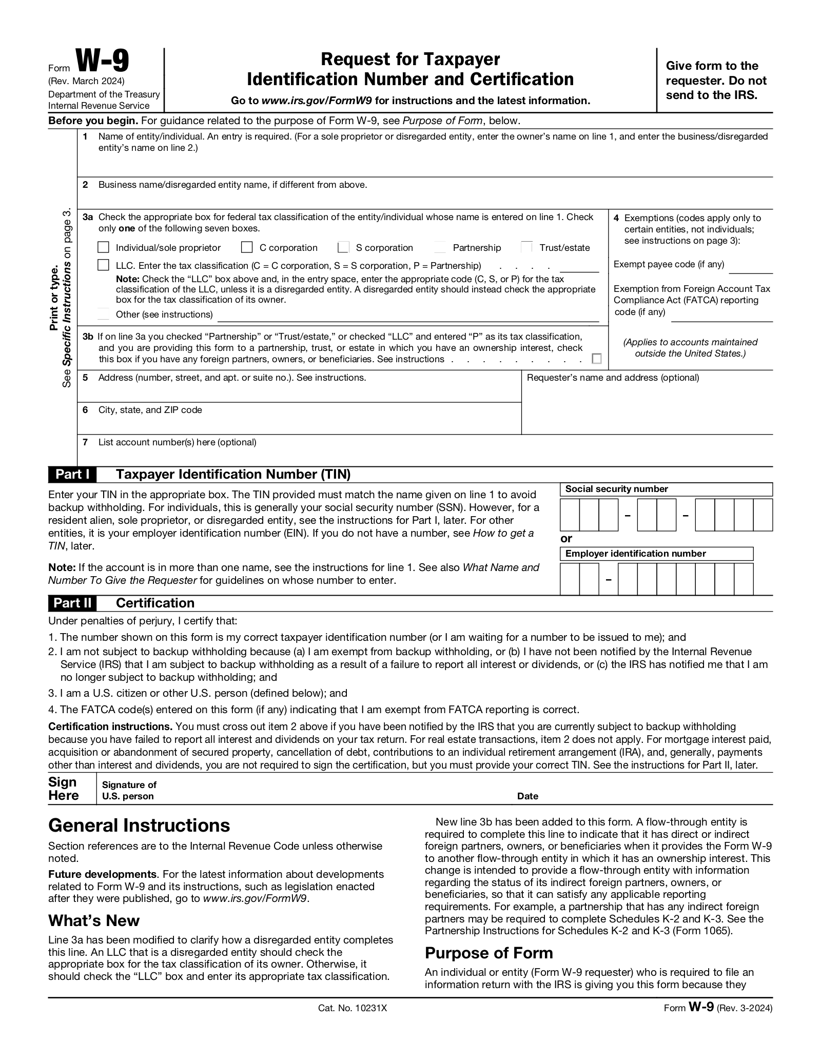 2025 Form Printable W9 Form 2025
