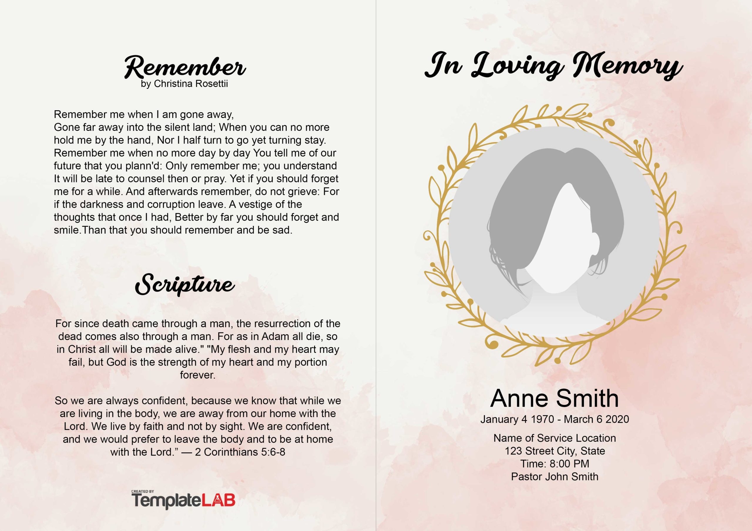 Printable Free Blank Funeral Program Templates
