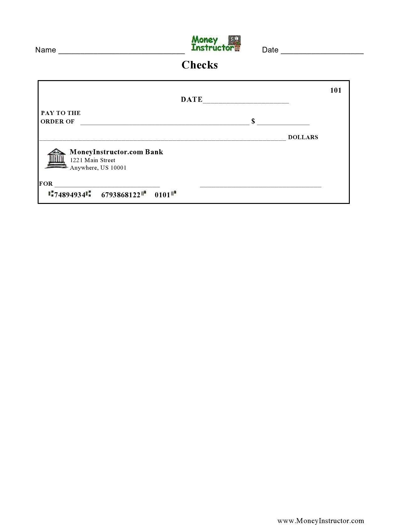 Printable Blank Check Template Free