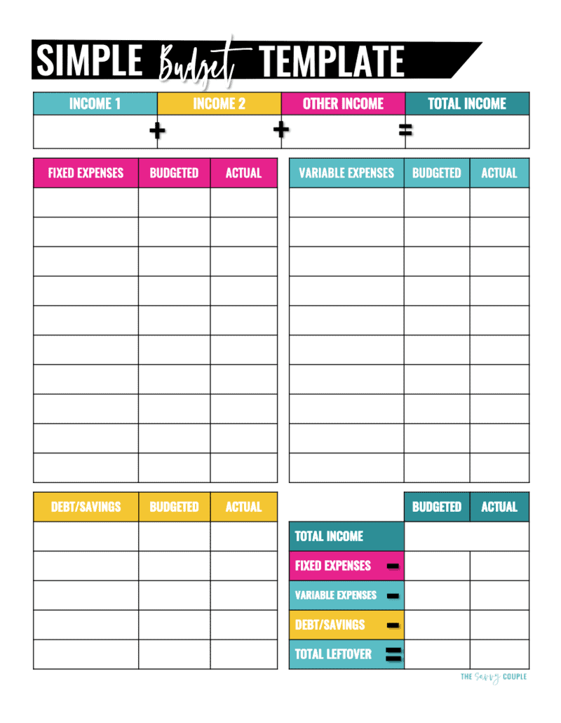 Free Printable Blank Budget Forms
