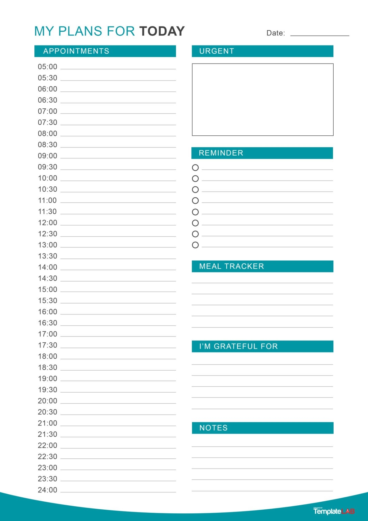 Printable Blank Daily Calendar