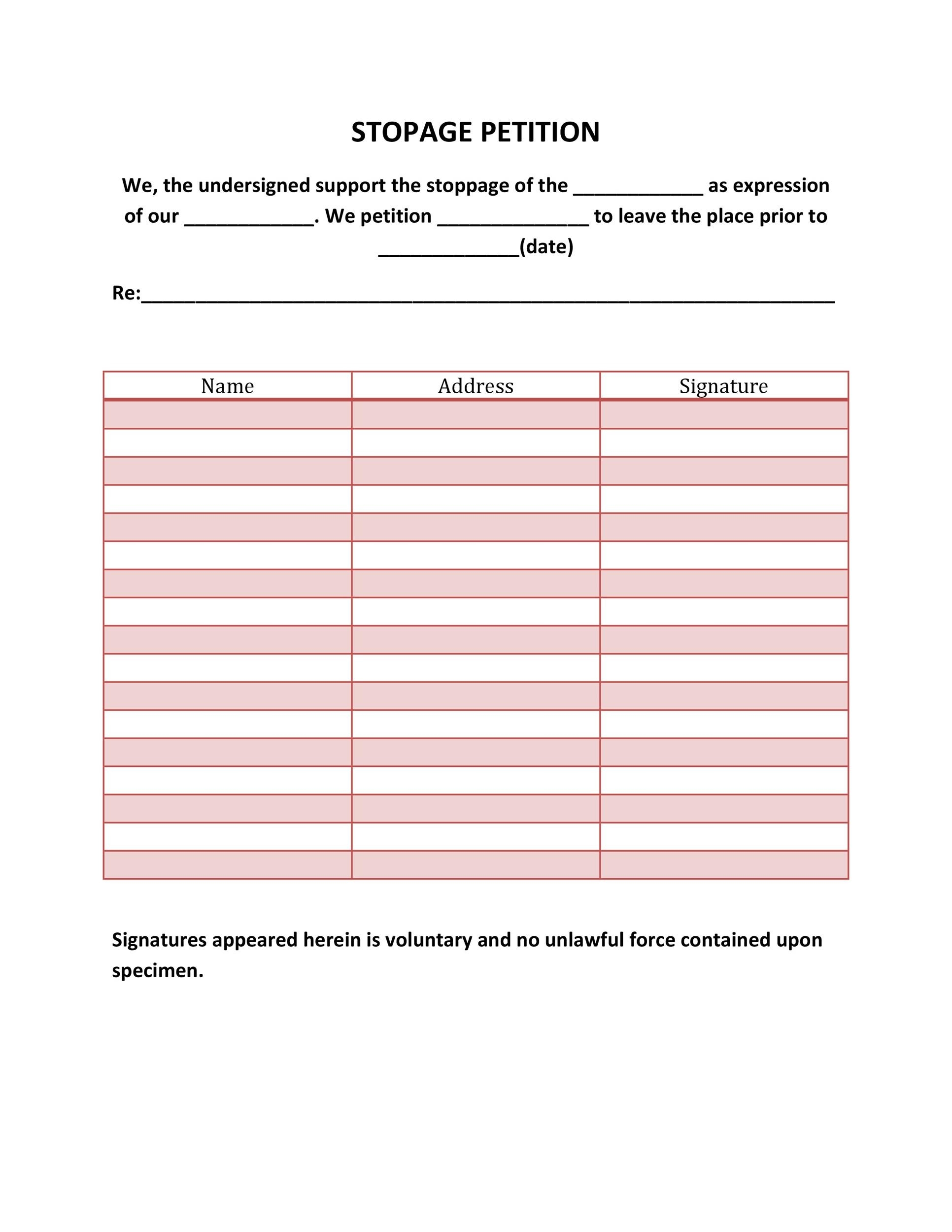 Free Blank Printable Petition Forms