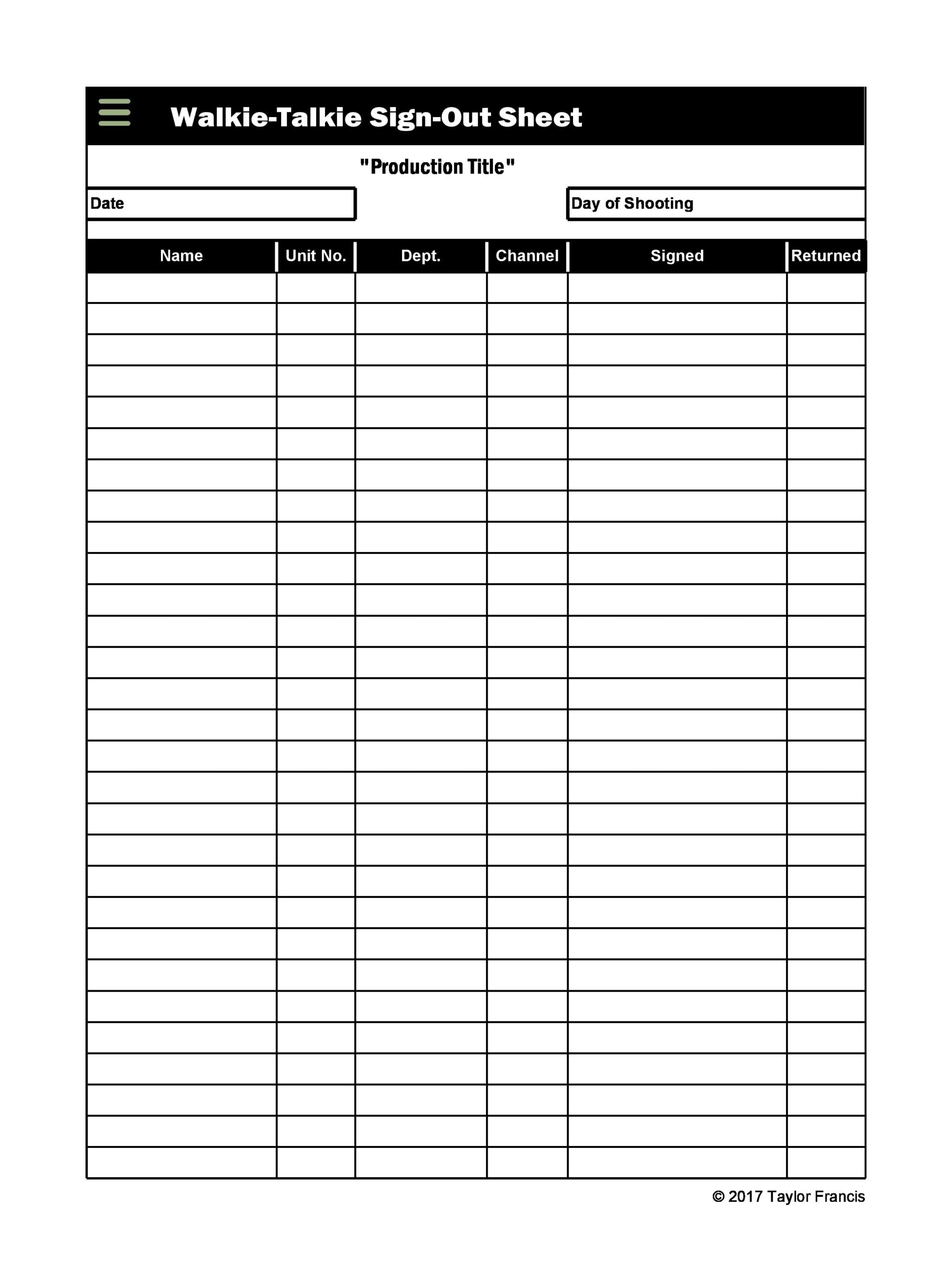 Blank Printable Key Log Form Images