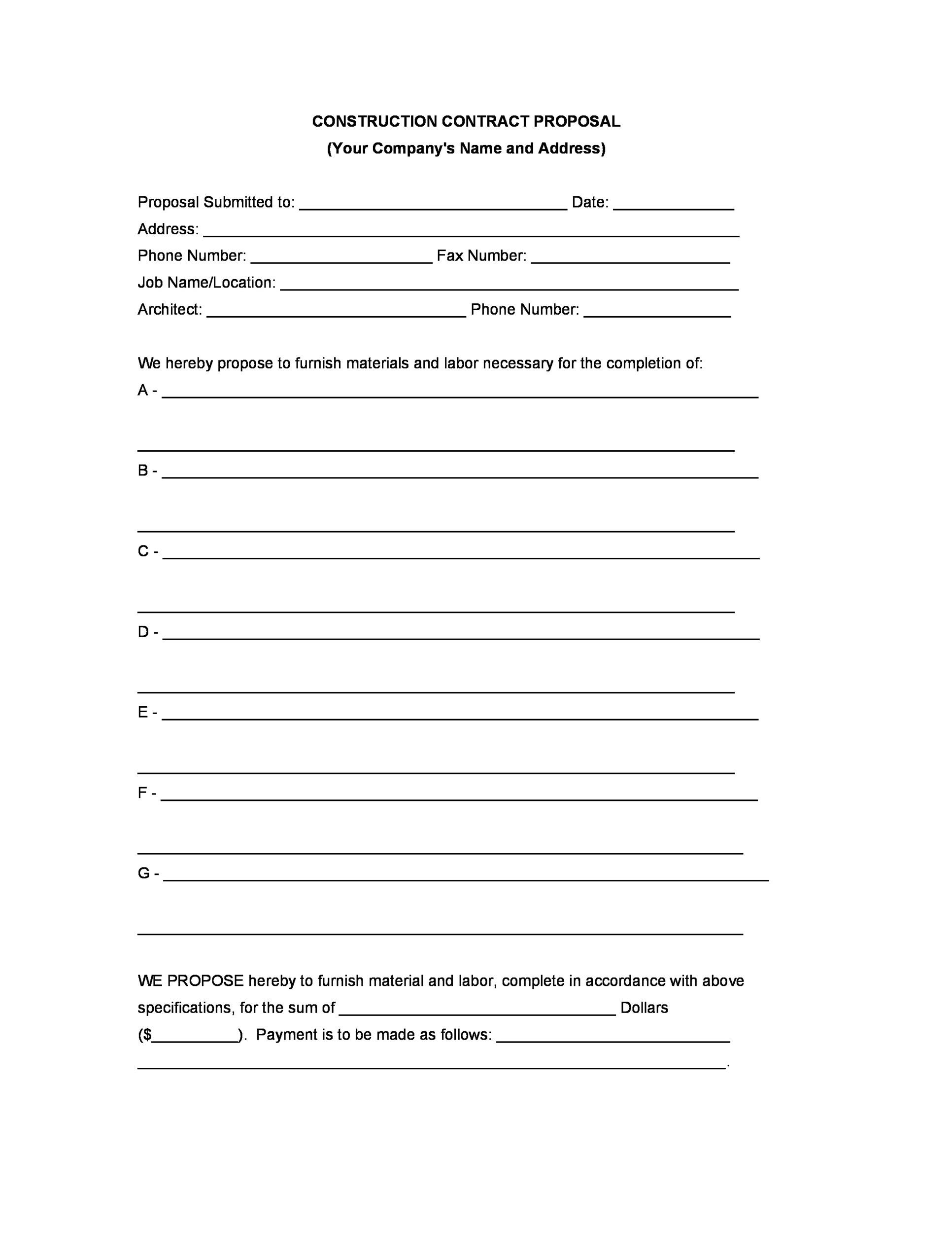 Printable Blank Proposal Forms