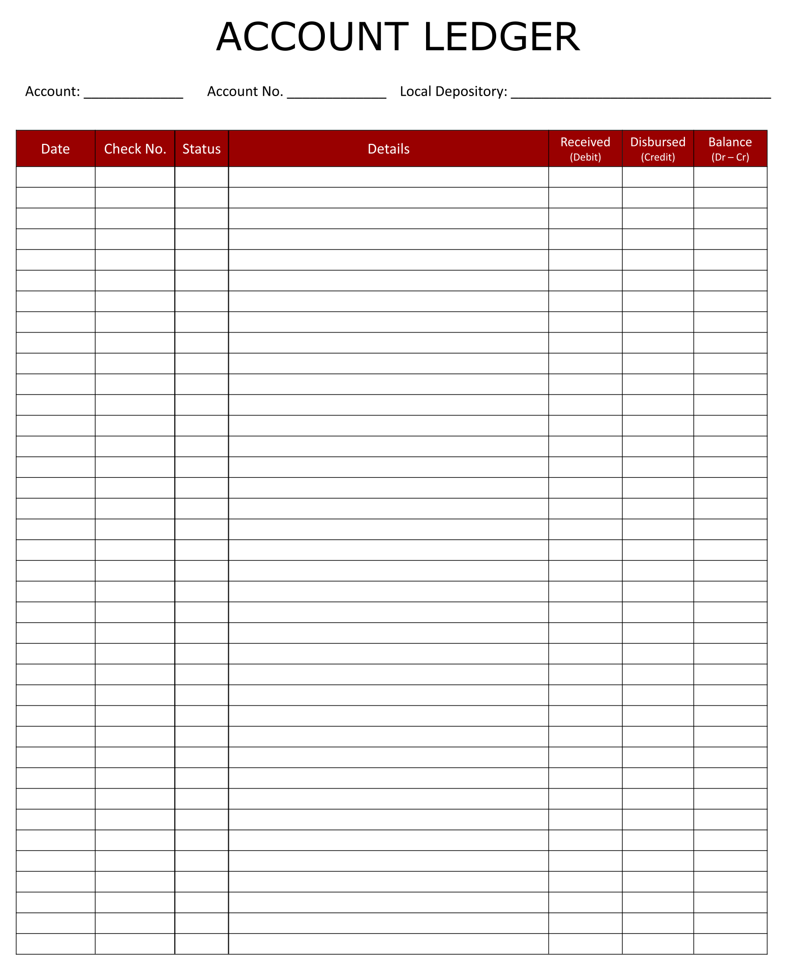 Free Printable Blank Ledger Forms Free Printable Blank Ledger Forms