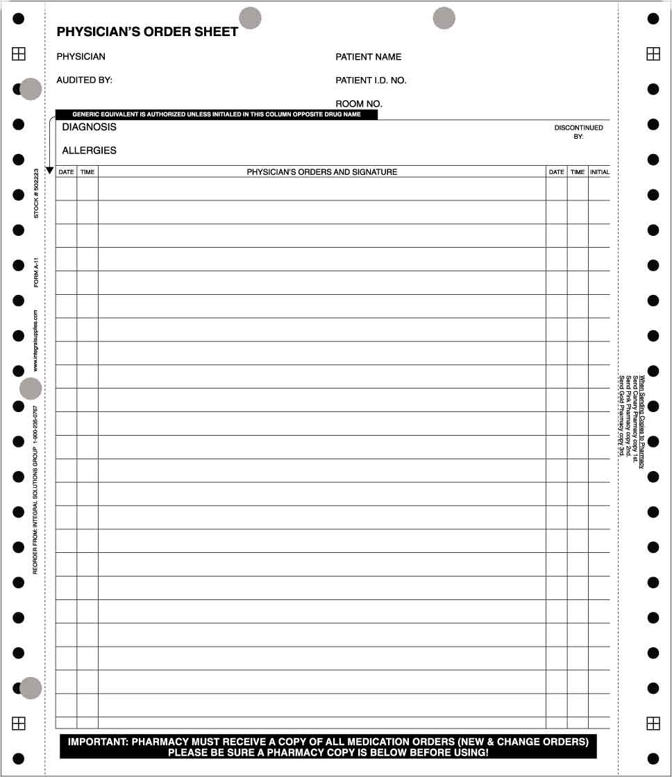 4 Pt Physicians Orders Long Term Care Forms