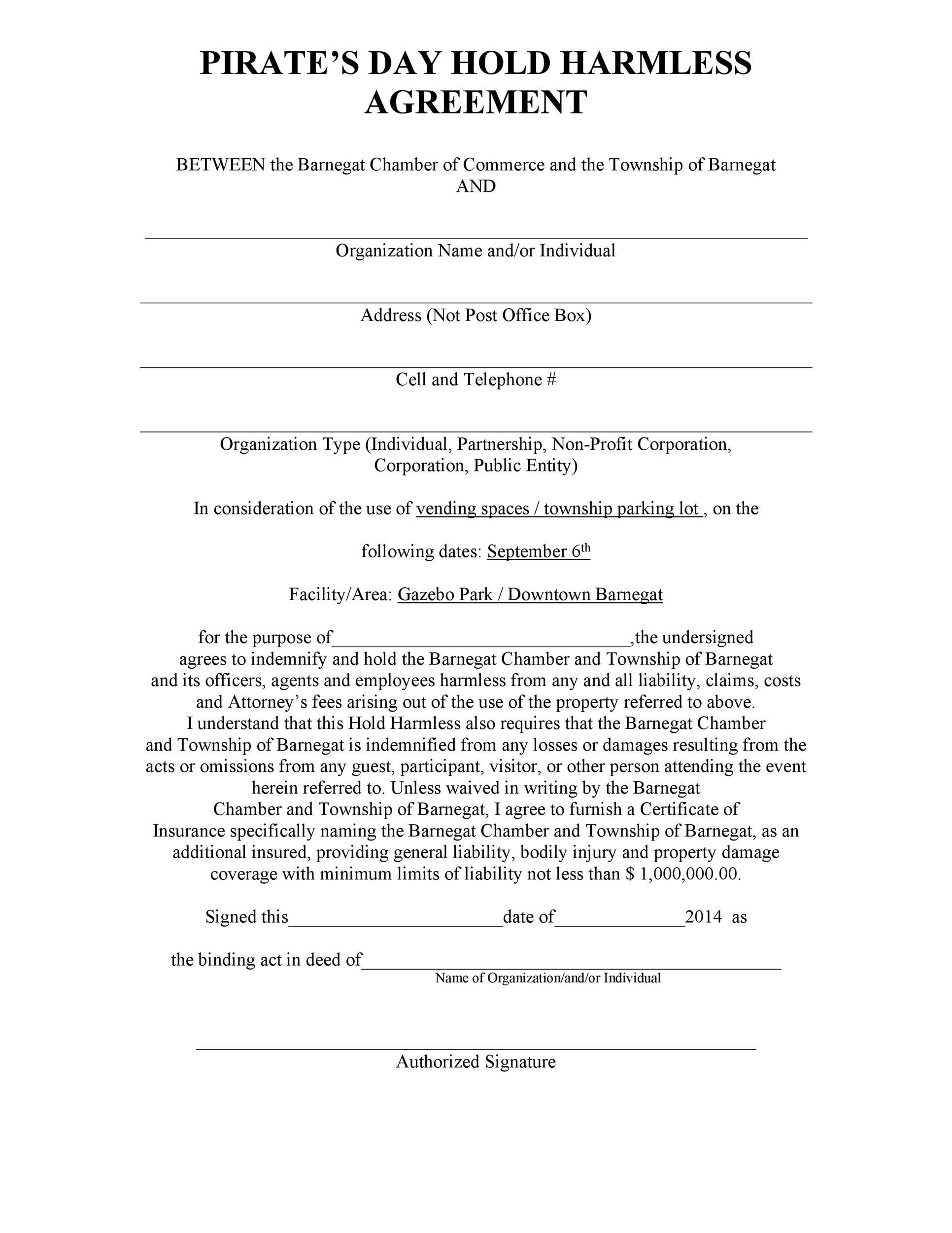 40 Hold Harmless Agreement Templates Free TemplateLab