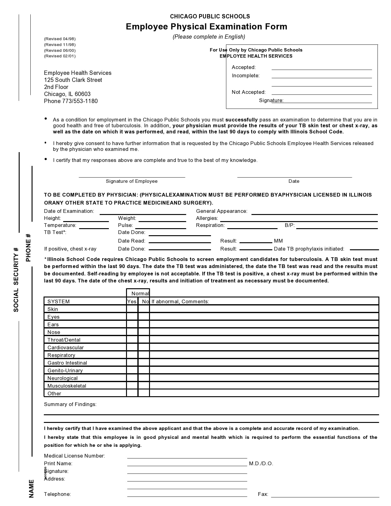 Free Printable Blank Medical Forms