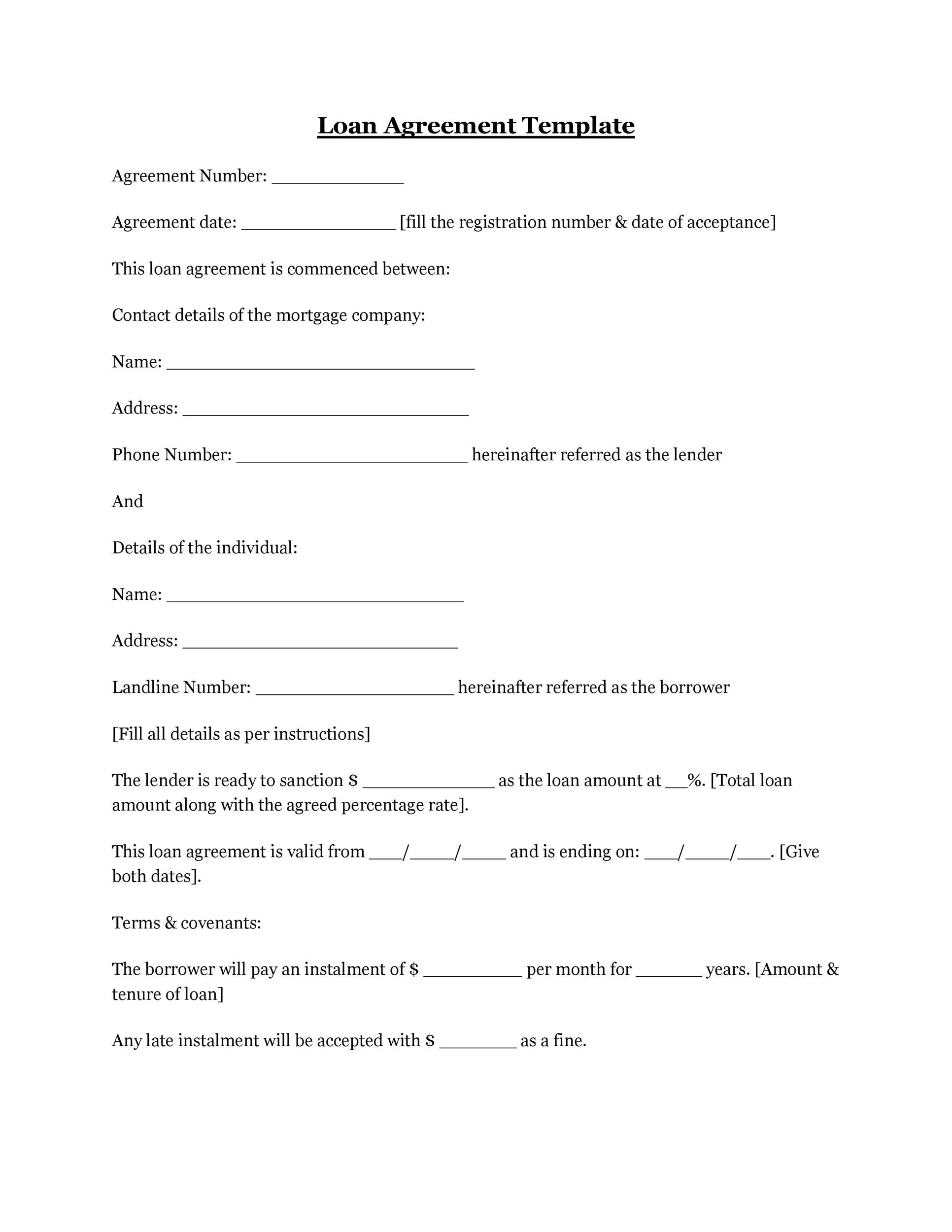 40 Simple Loan Agreement Templates FREE TemplateLab 40 Simple Loan Agreement Templates FREE TemplateLab