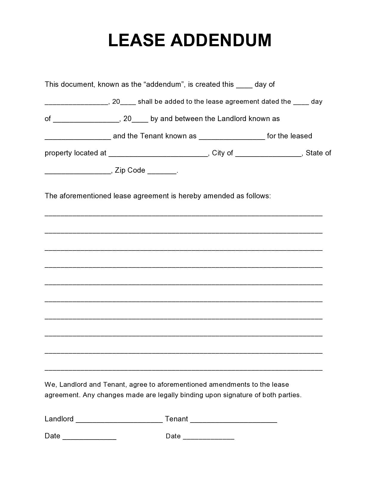 41 Free Lease Addendum Templates Forms By State 